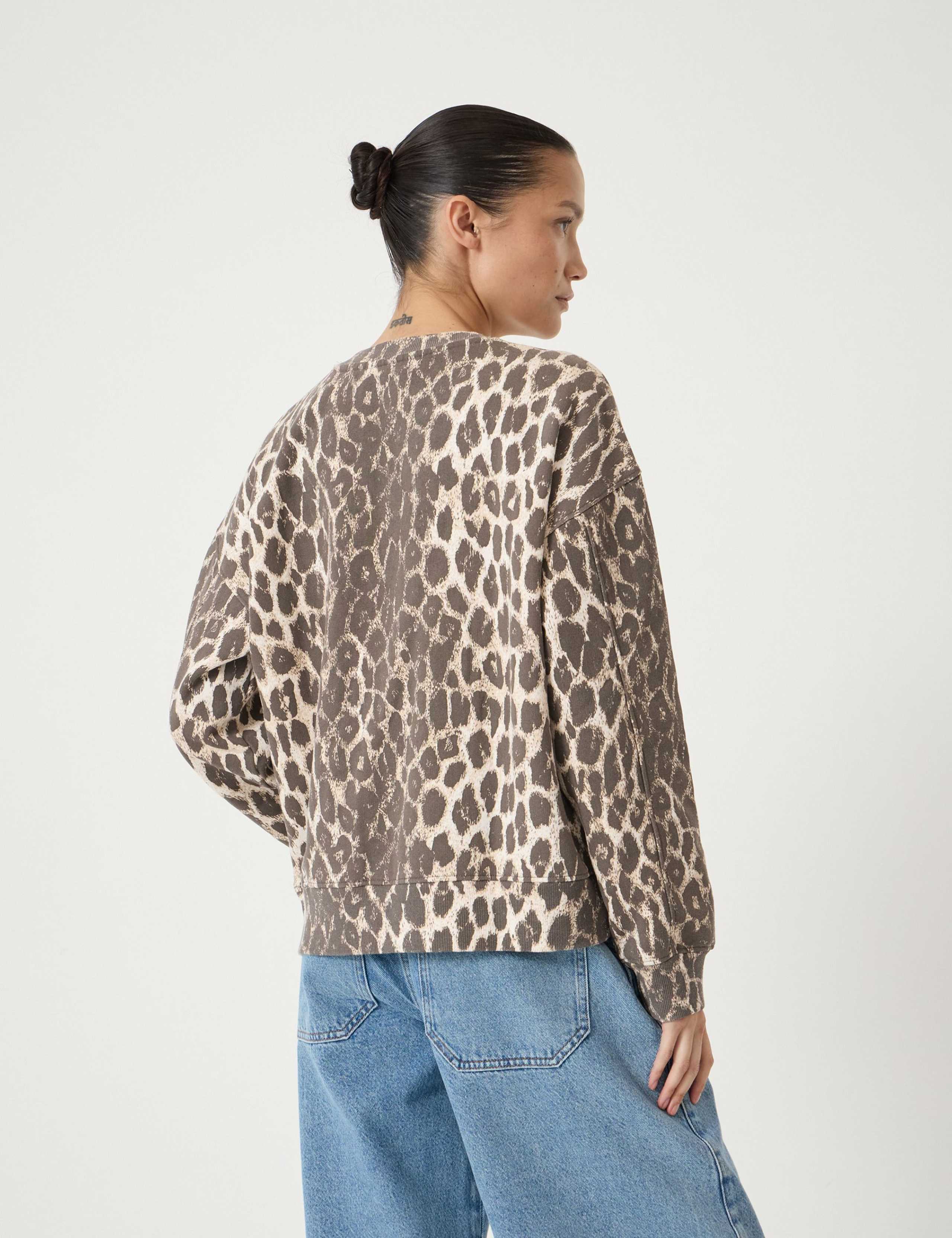 Pure Cotton Leopard Print Sweatshirt 3 of 3