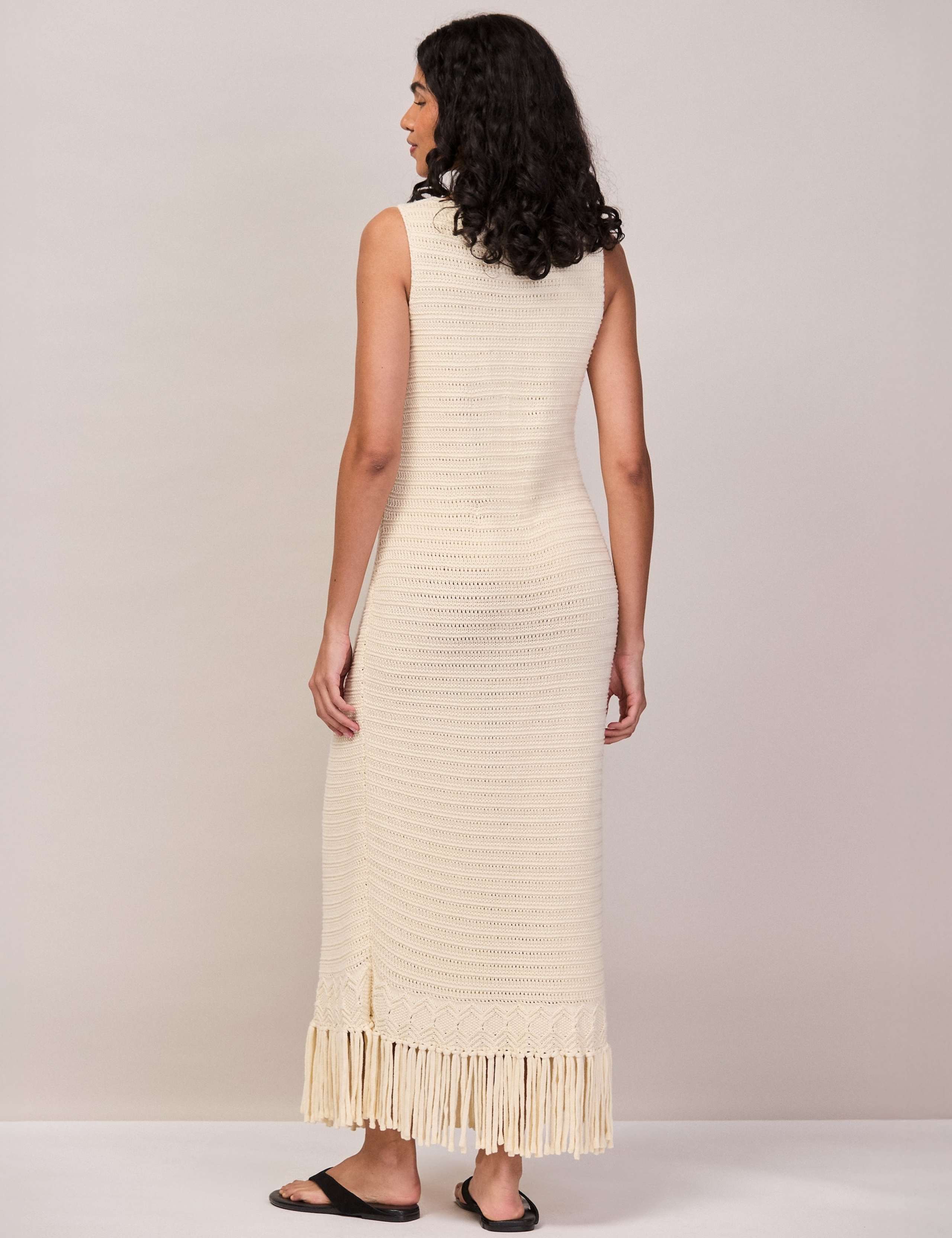 Pure Cotton Fringed Midaxi Knitted Dress 5 of 8