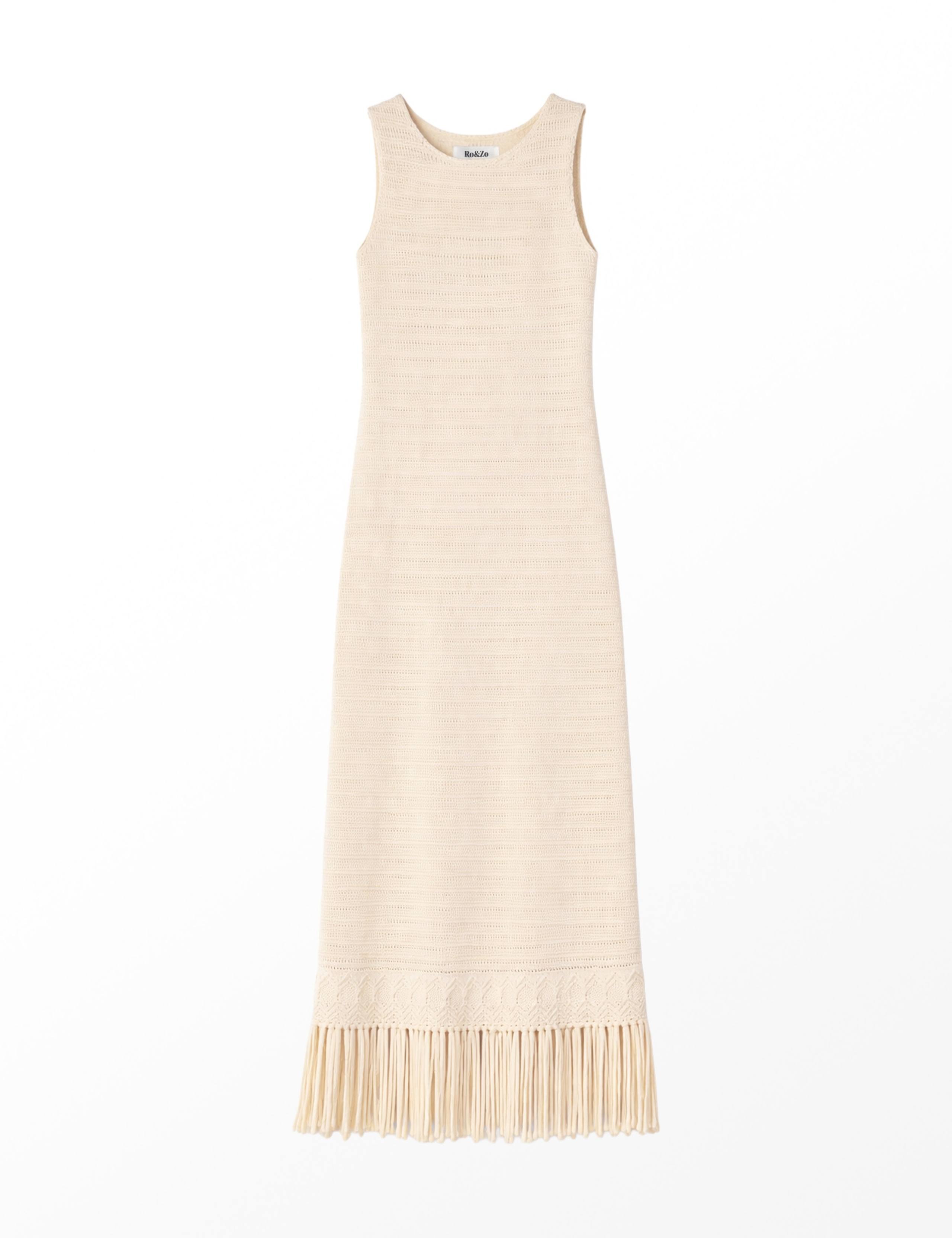 Pure Cotton Fringed Midaxi Knitted Dress 2 of 8