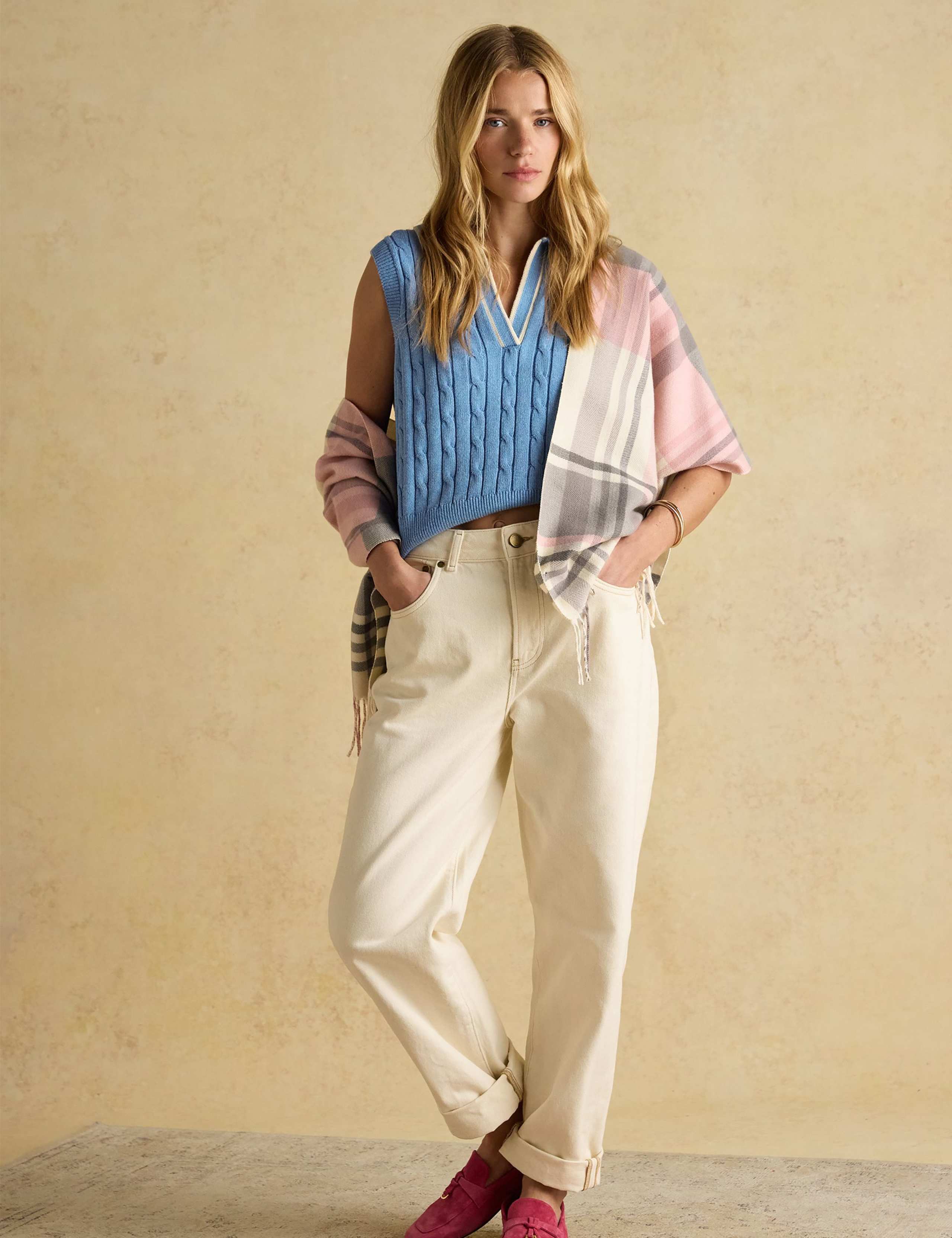 Checked Tassel Scarf 3 of 6