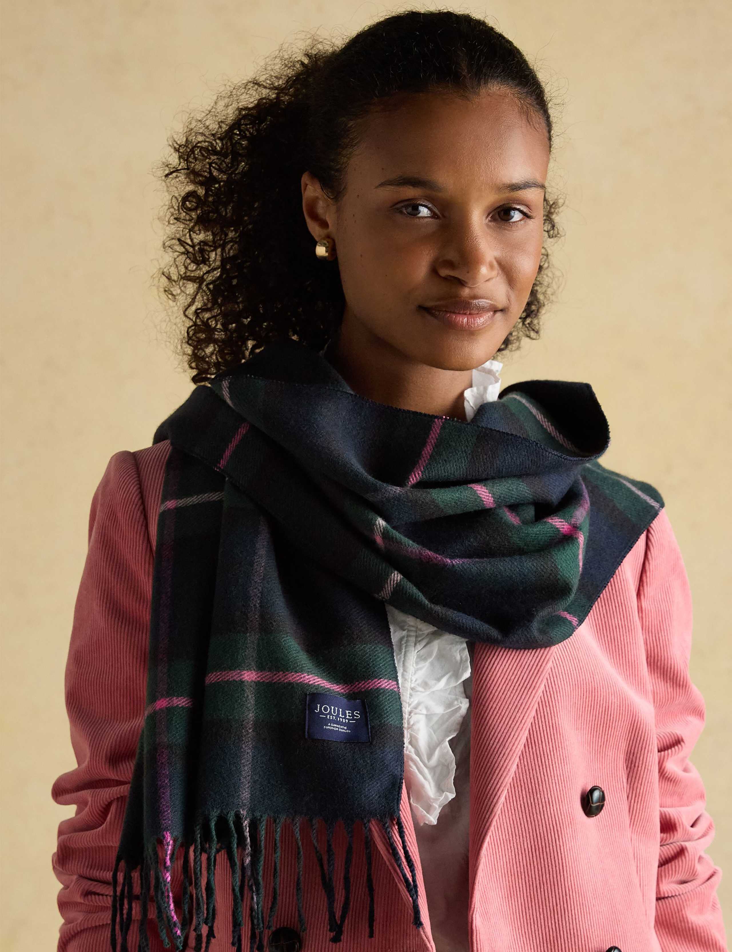 Checked Tassel Scarf 1 of 3