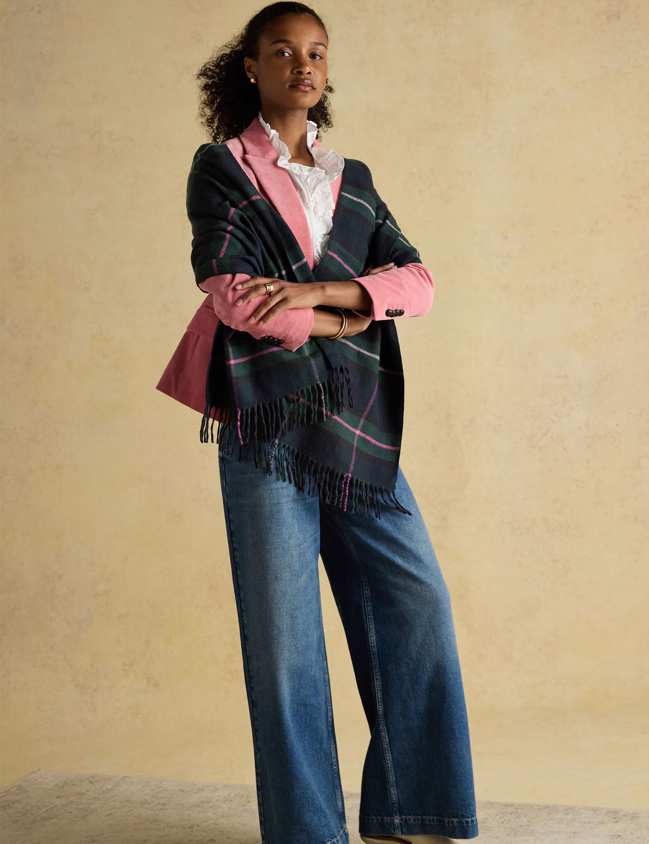 Checked Tassel Scarf 2 of 3