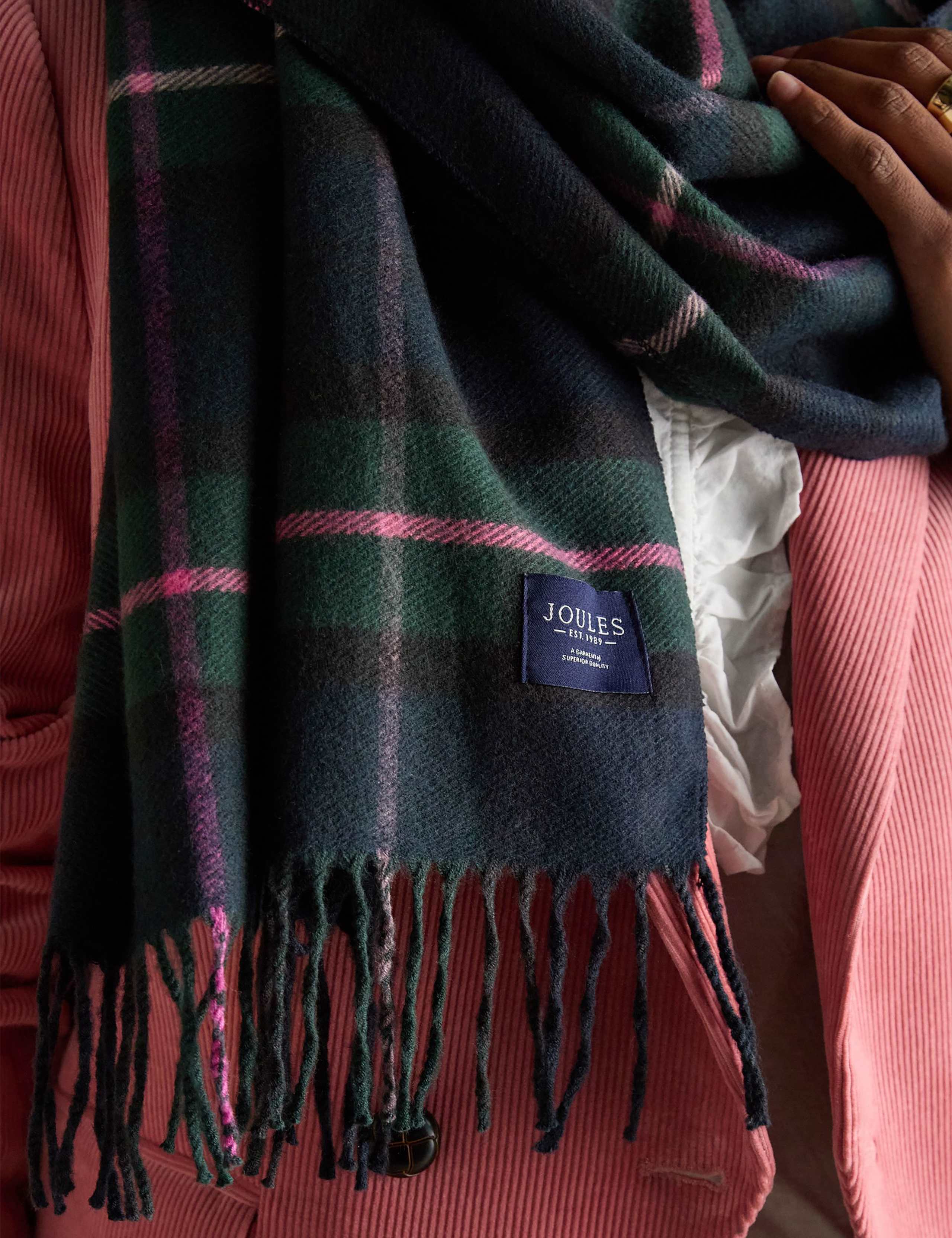 Checked Tassel Scarf 3 of 3