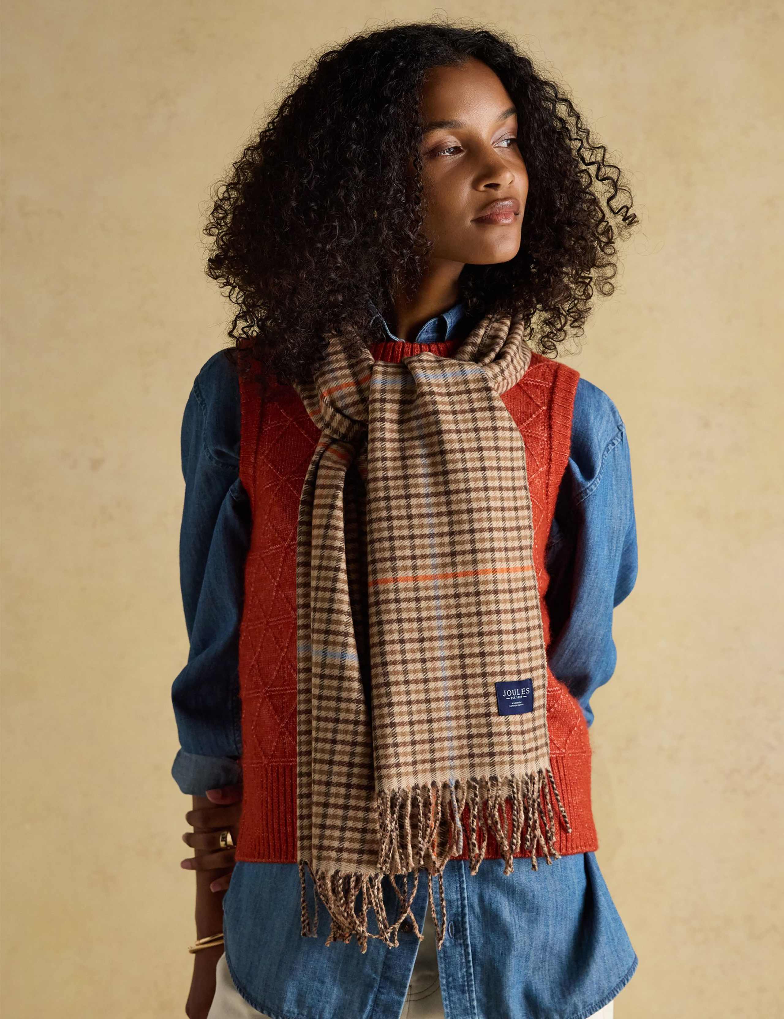 Checked Tassel Scarf 4 of 5