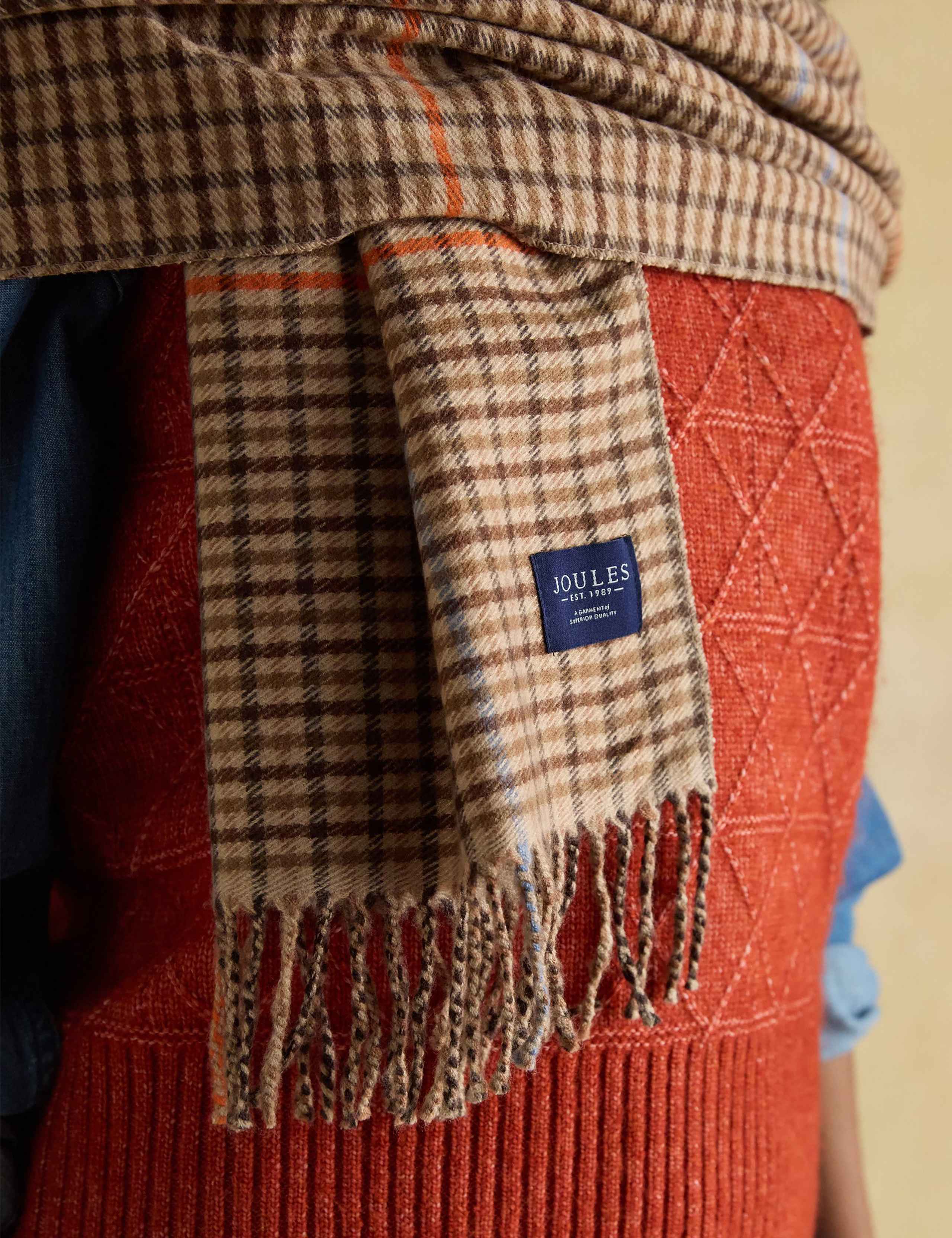Checked Tassel Scarf 5 of 5