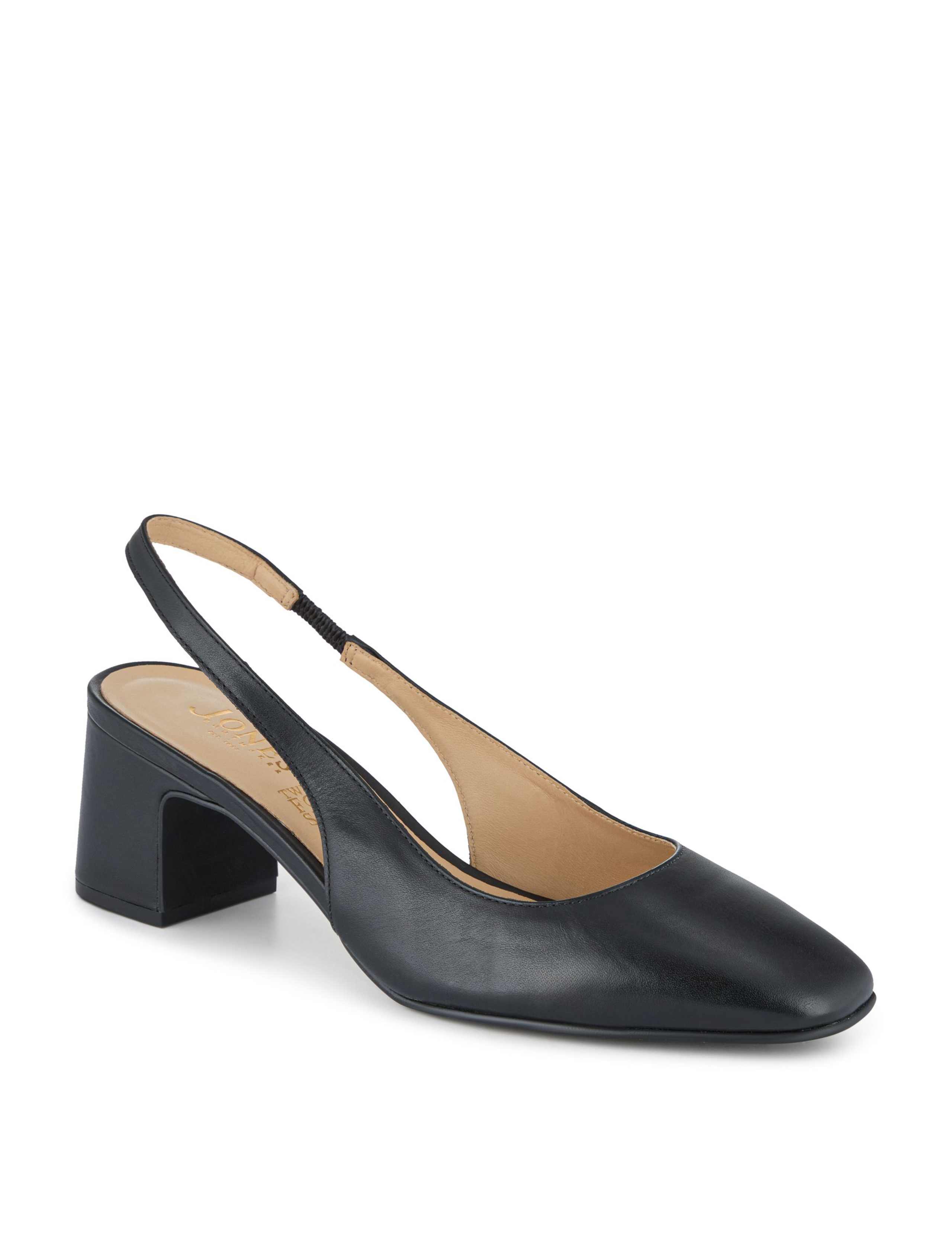 Leather Block Heel Court Shoes 2 of 6