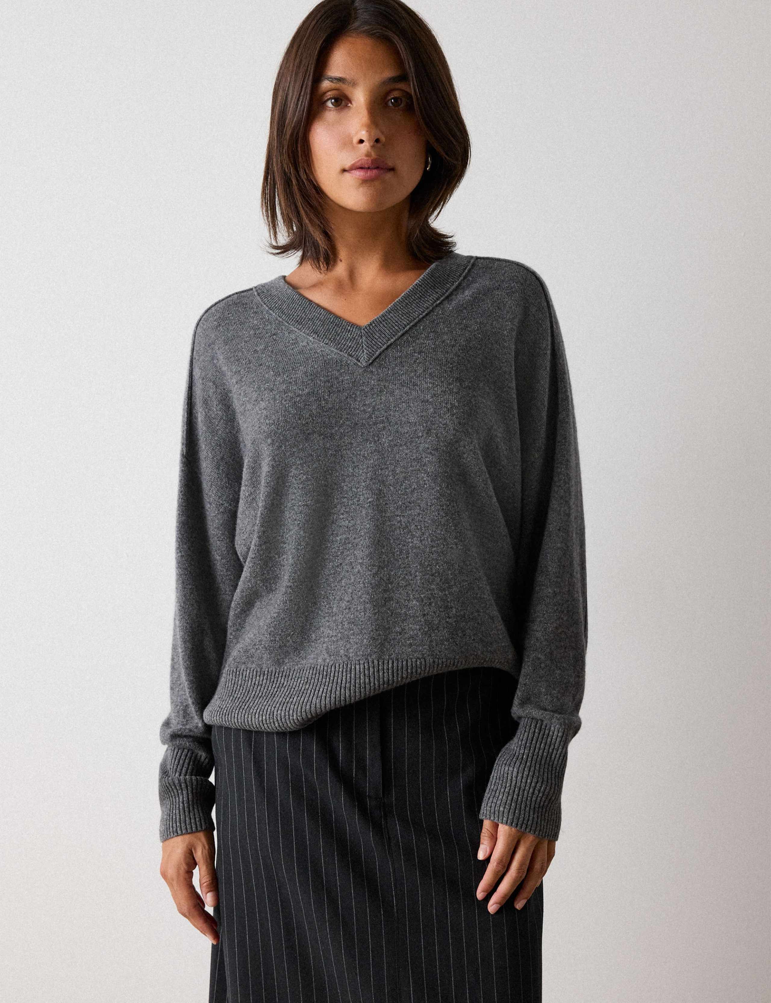 Pure Cashmere Textured V Neck Jumper 4 of 5