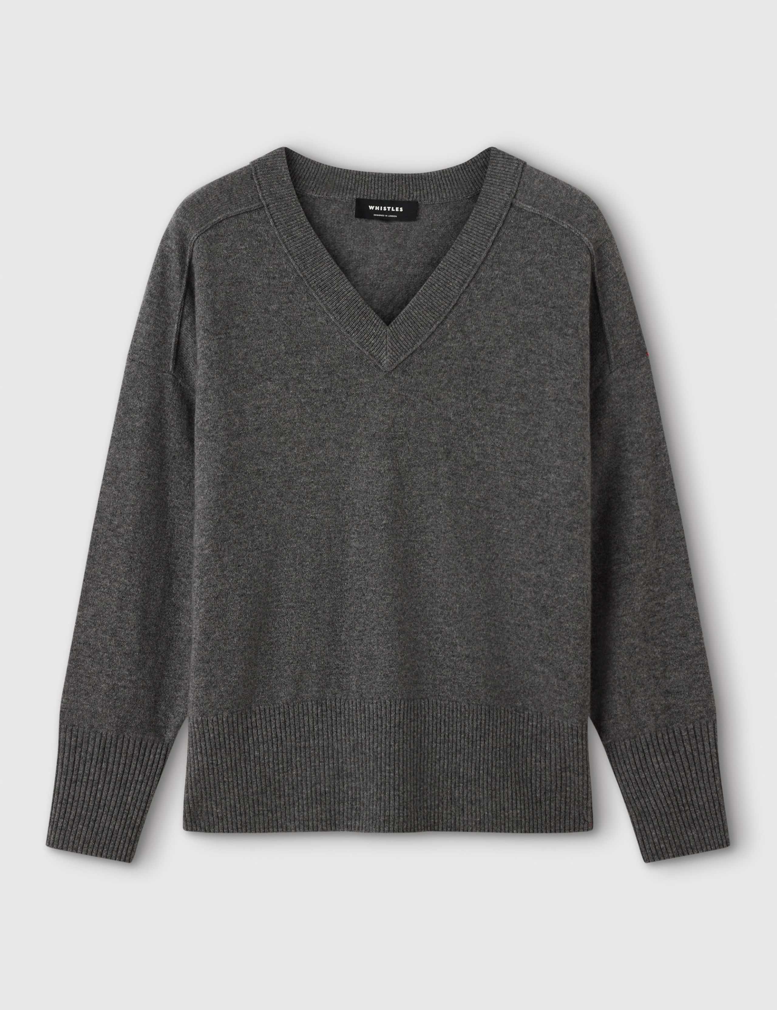 Pure Cashmere Textured V Neck Jumper 2 of 5