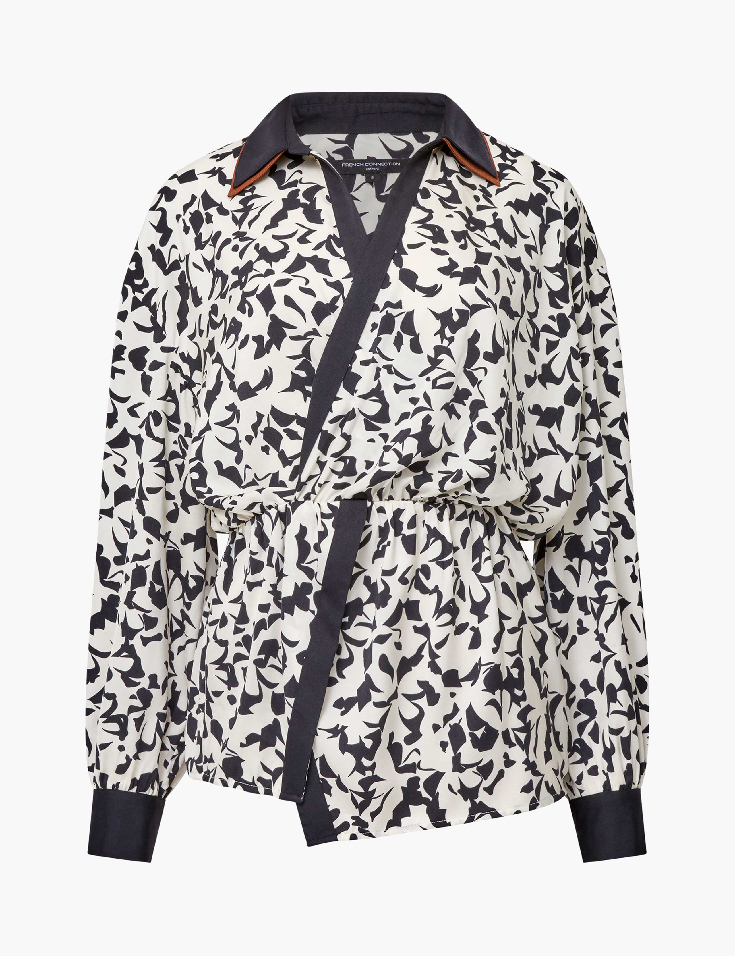Floral Collared V-Neck Mock Wrap Shirt 1 of 1