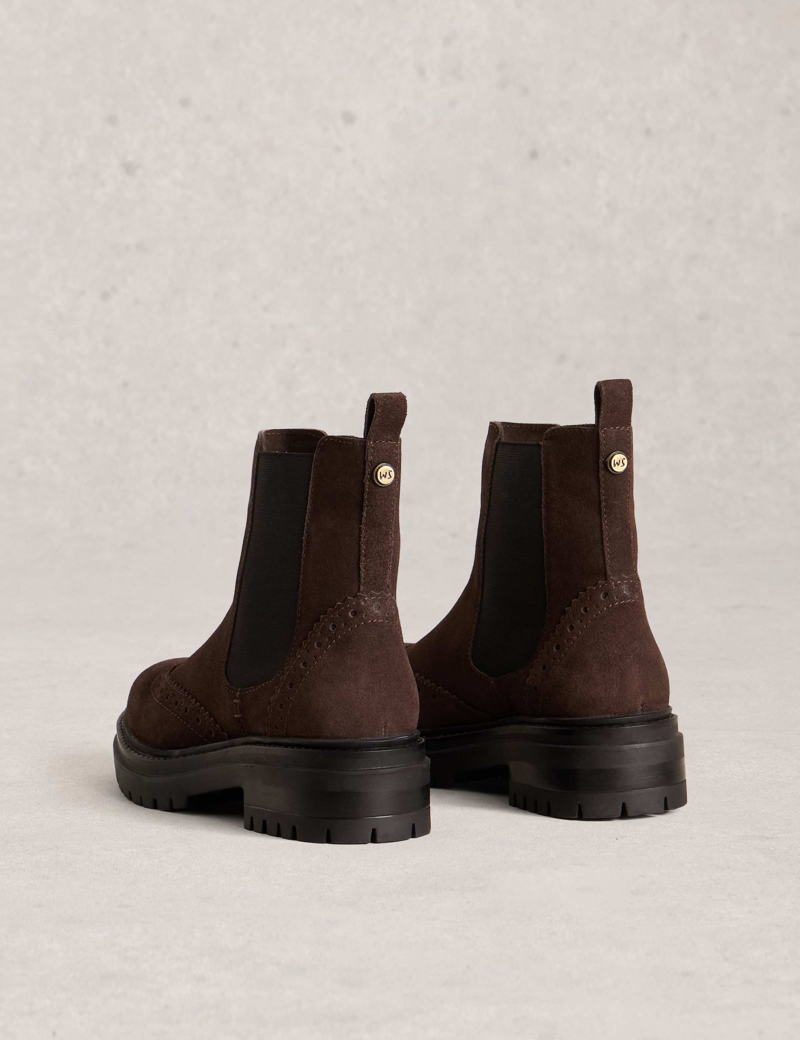 Suede Chelsea Block Heel Round Toe Boots 2 of 4