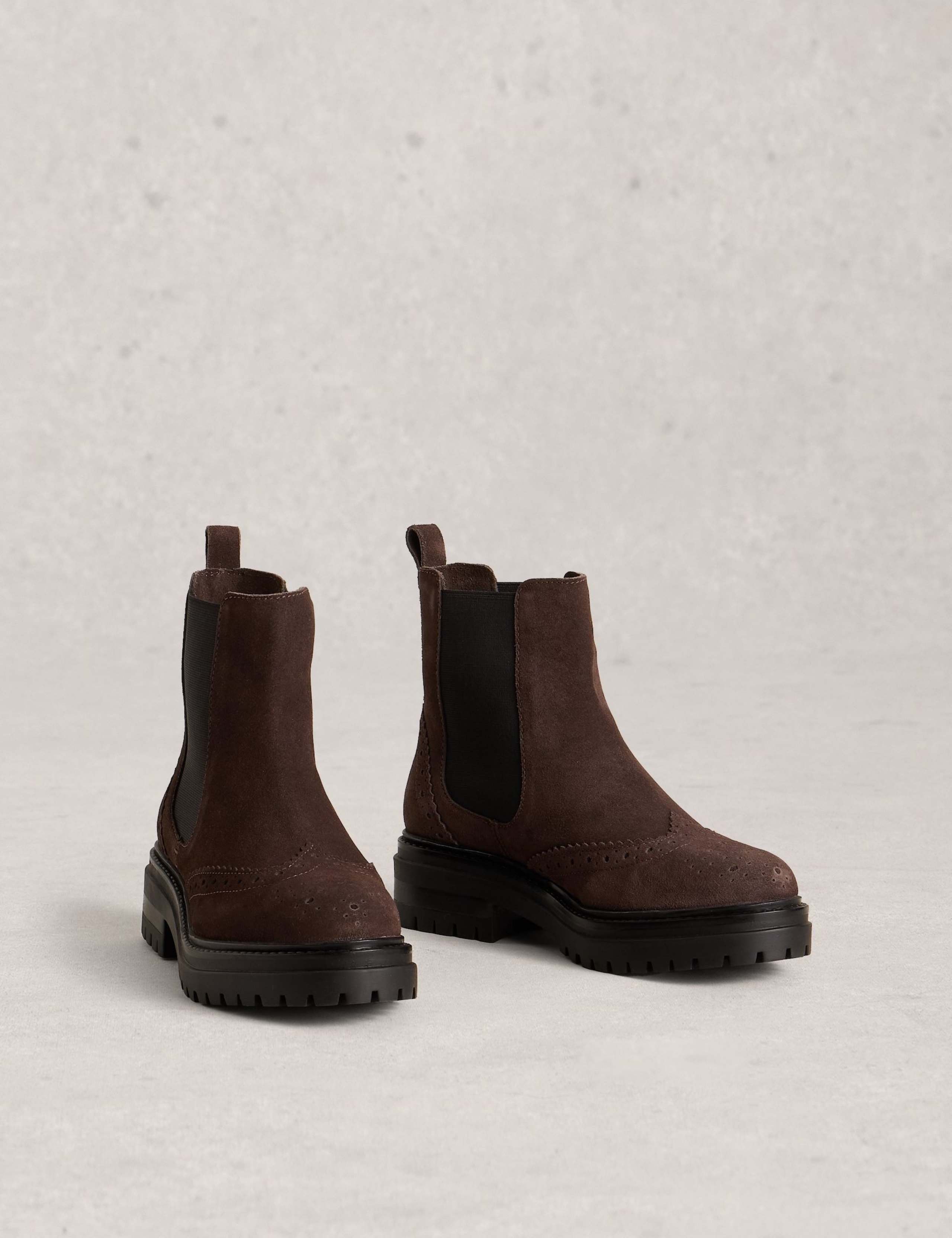 Suede Chelsea Block Heel Round Toe Boots 3 of 4