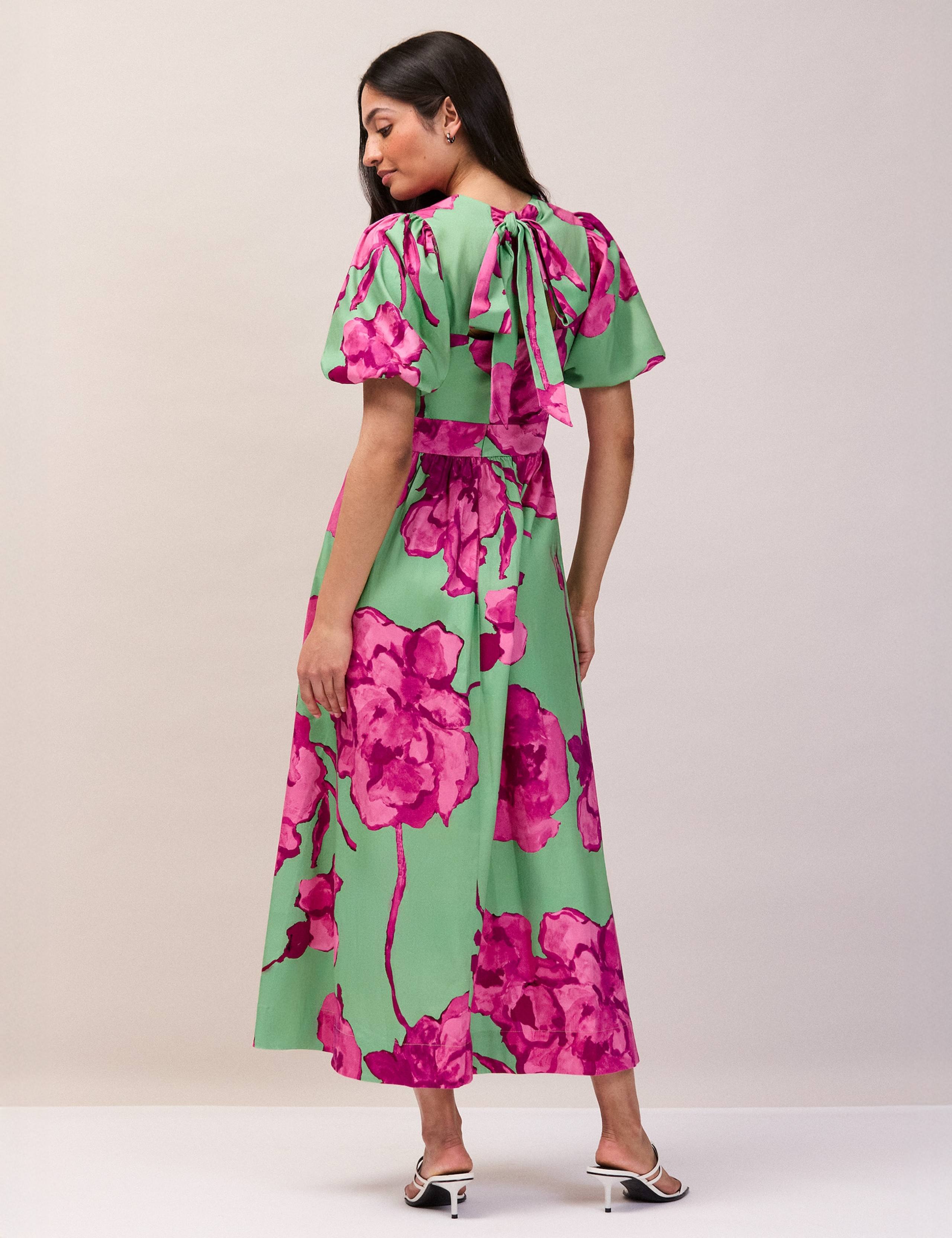 Cotton Rich Floral Puff Sleeve Midaxi Dress 3 of 5