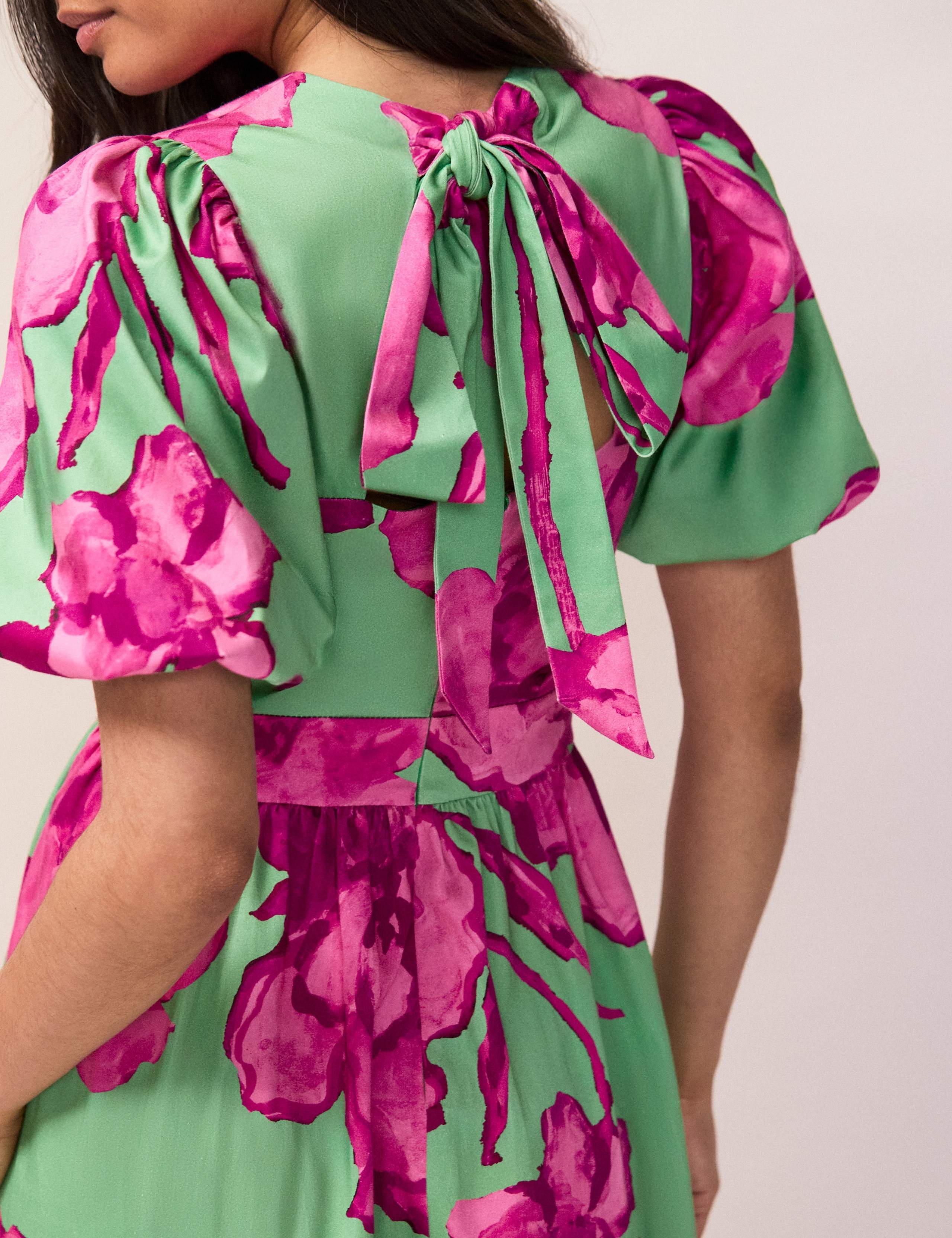 Cotton Rich Floral Puff Sleeve Midaxi Dress 4 of 5