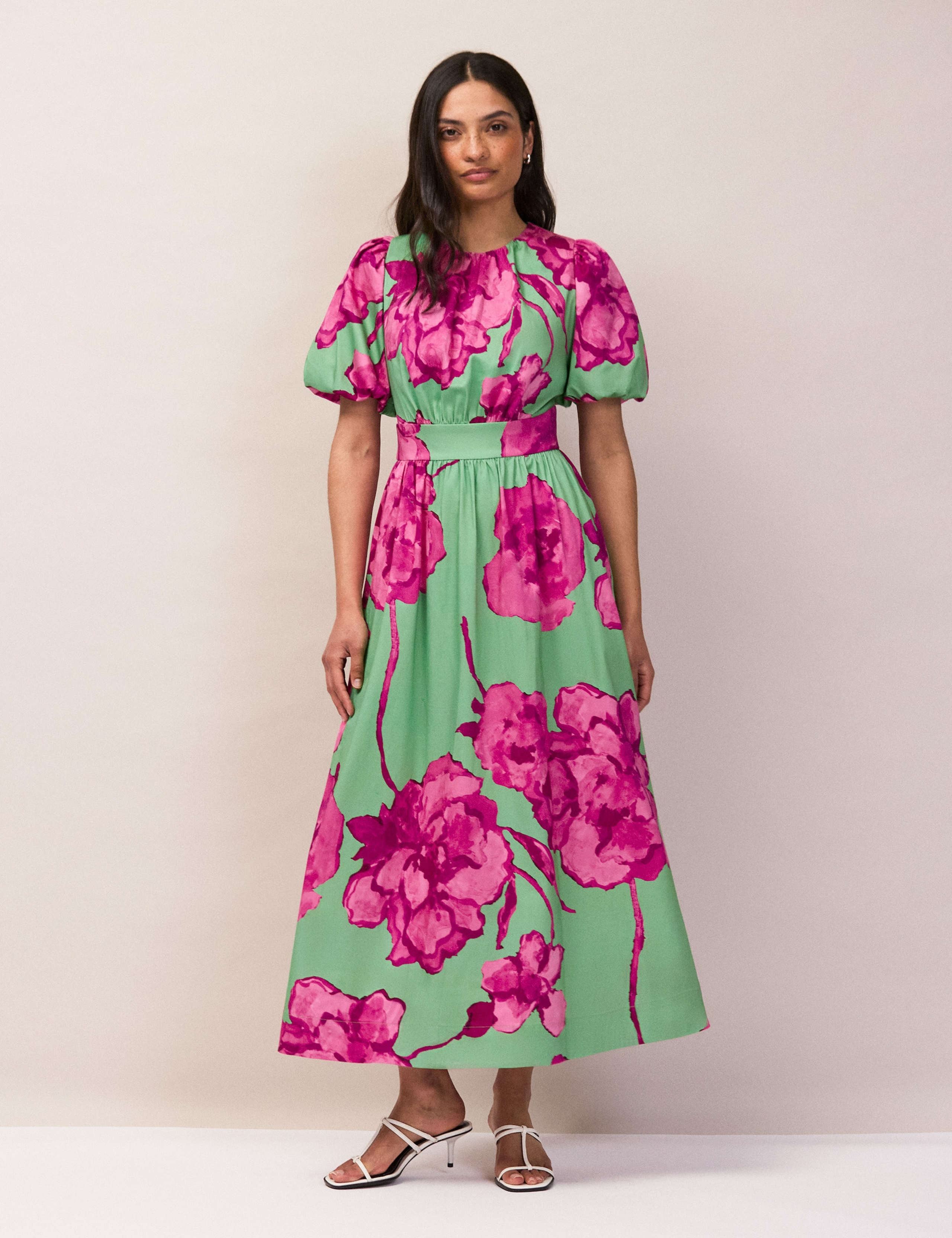 Cotton Rich Floral Puff Sleeve Midaxi Dress 5 of 5