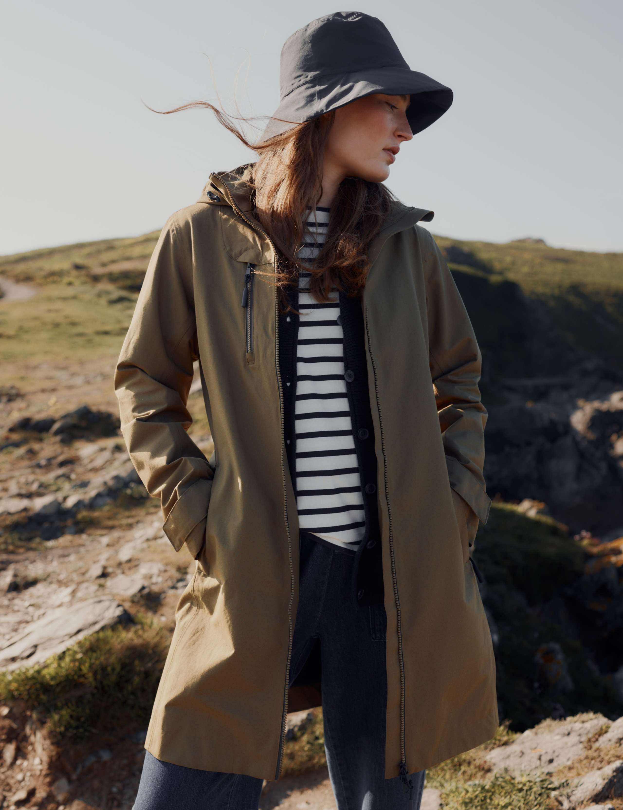 Waterproof Hooded Longline Rain Jacket 1 of 6