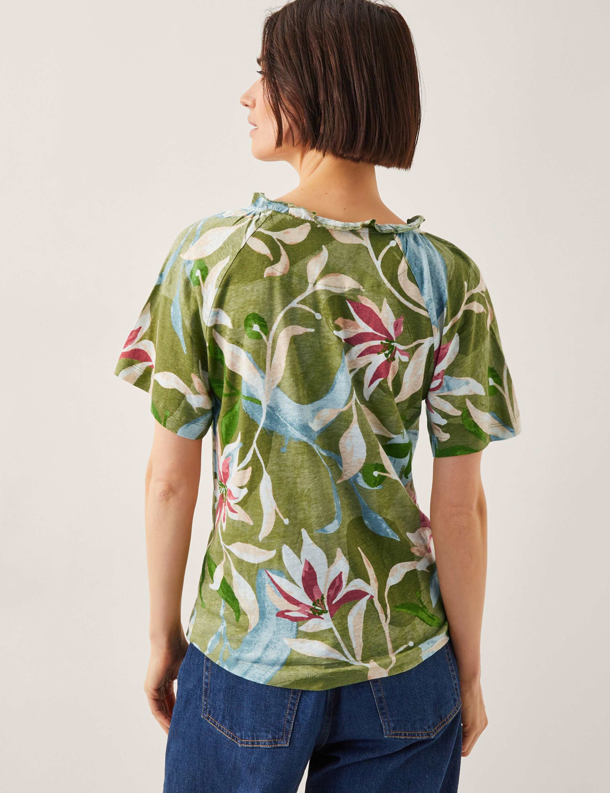 Linen Rich Floral V-Neck Top 2 of 4