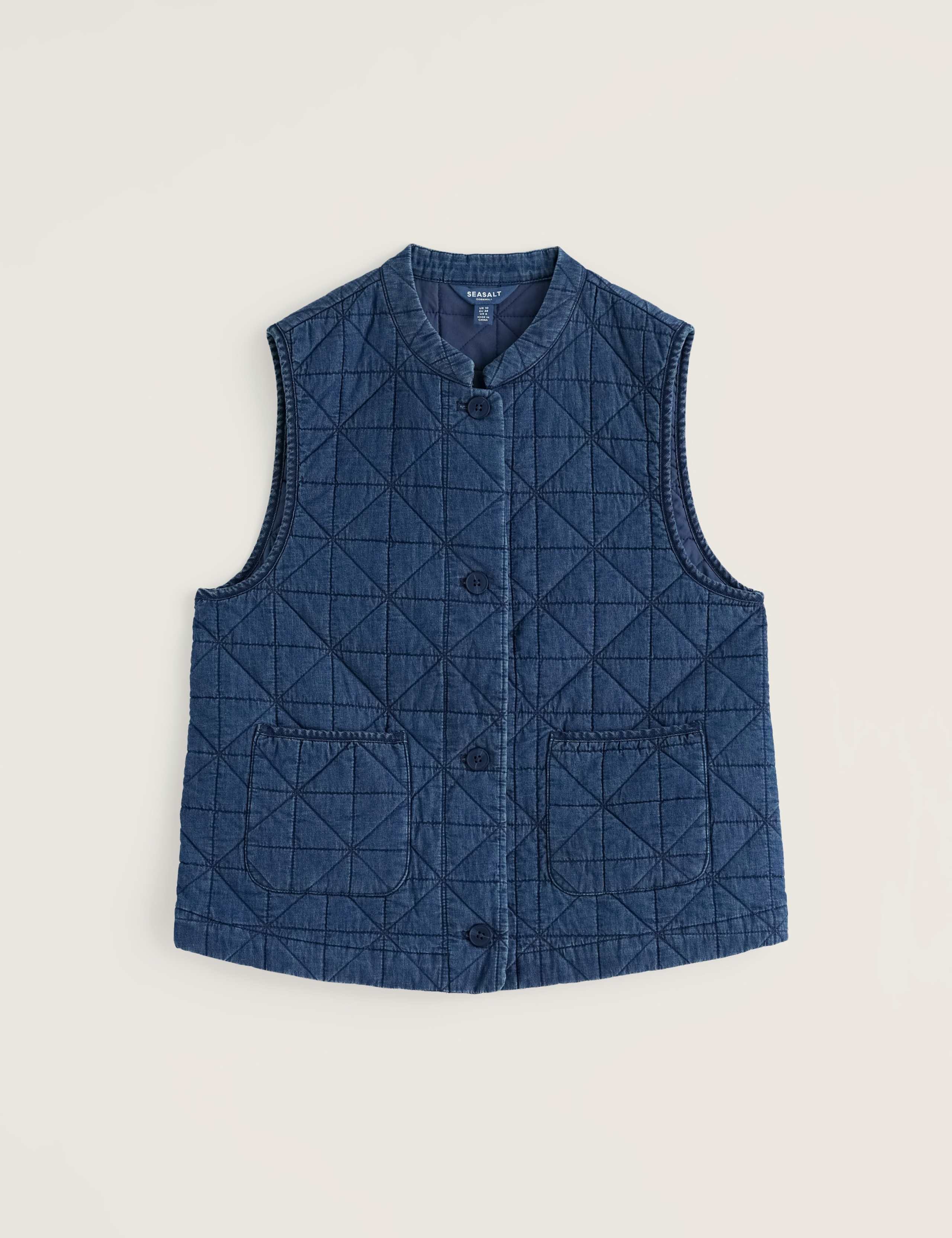 Pure Cotton Quilted Grandad Collar Gilet 2 of 5