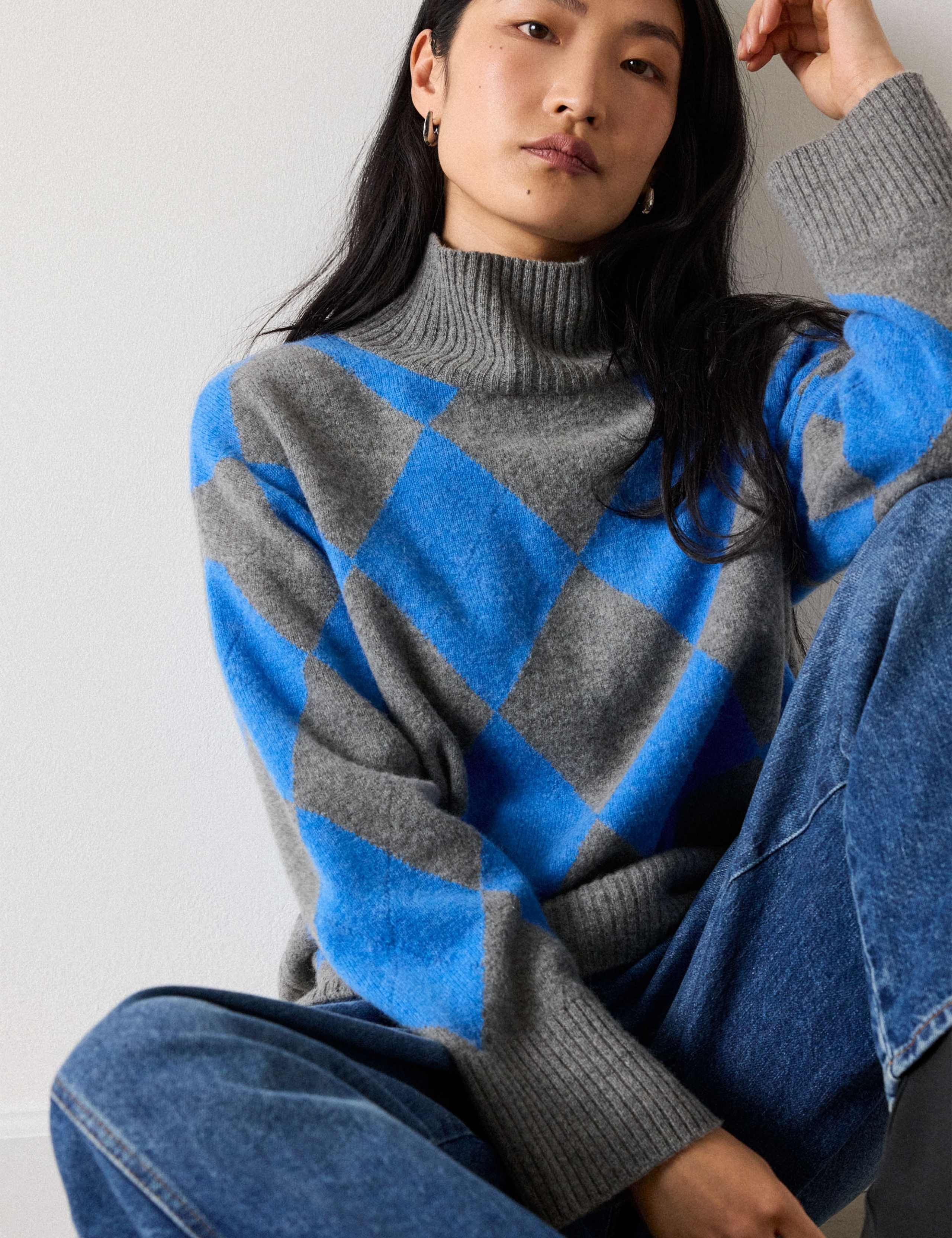 Pure Wool Checked Knitted Top 1 of 6