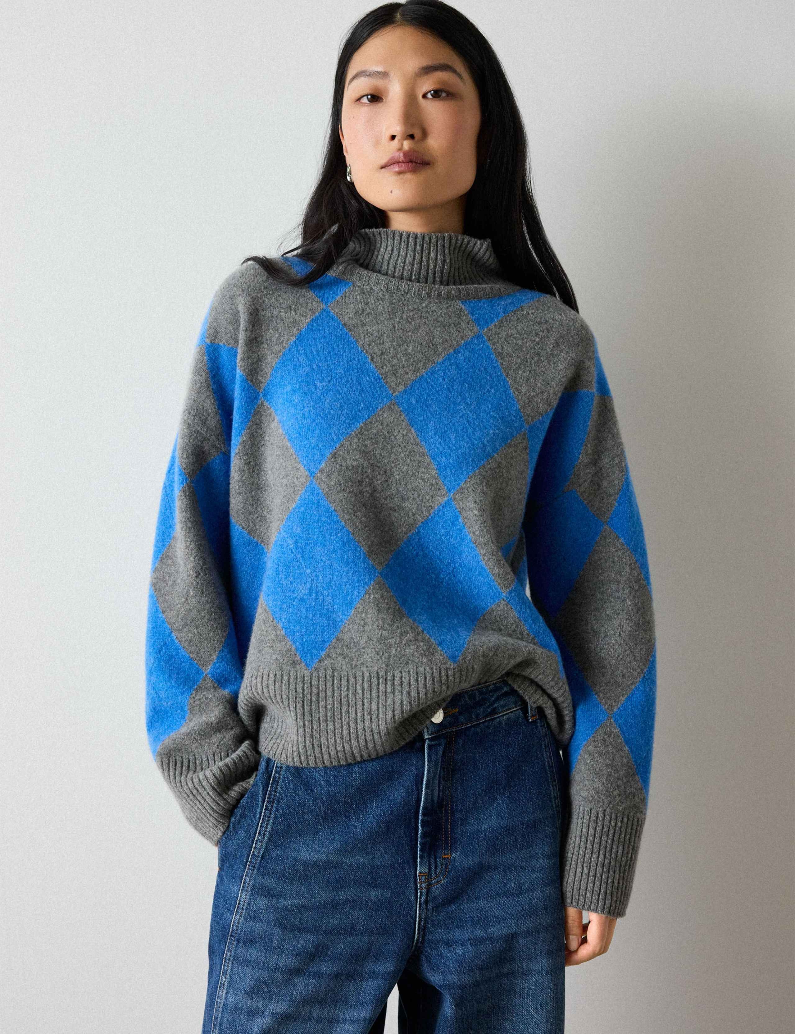Pure Wool Checked Knitted Top 3 of 6