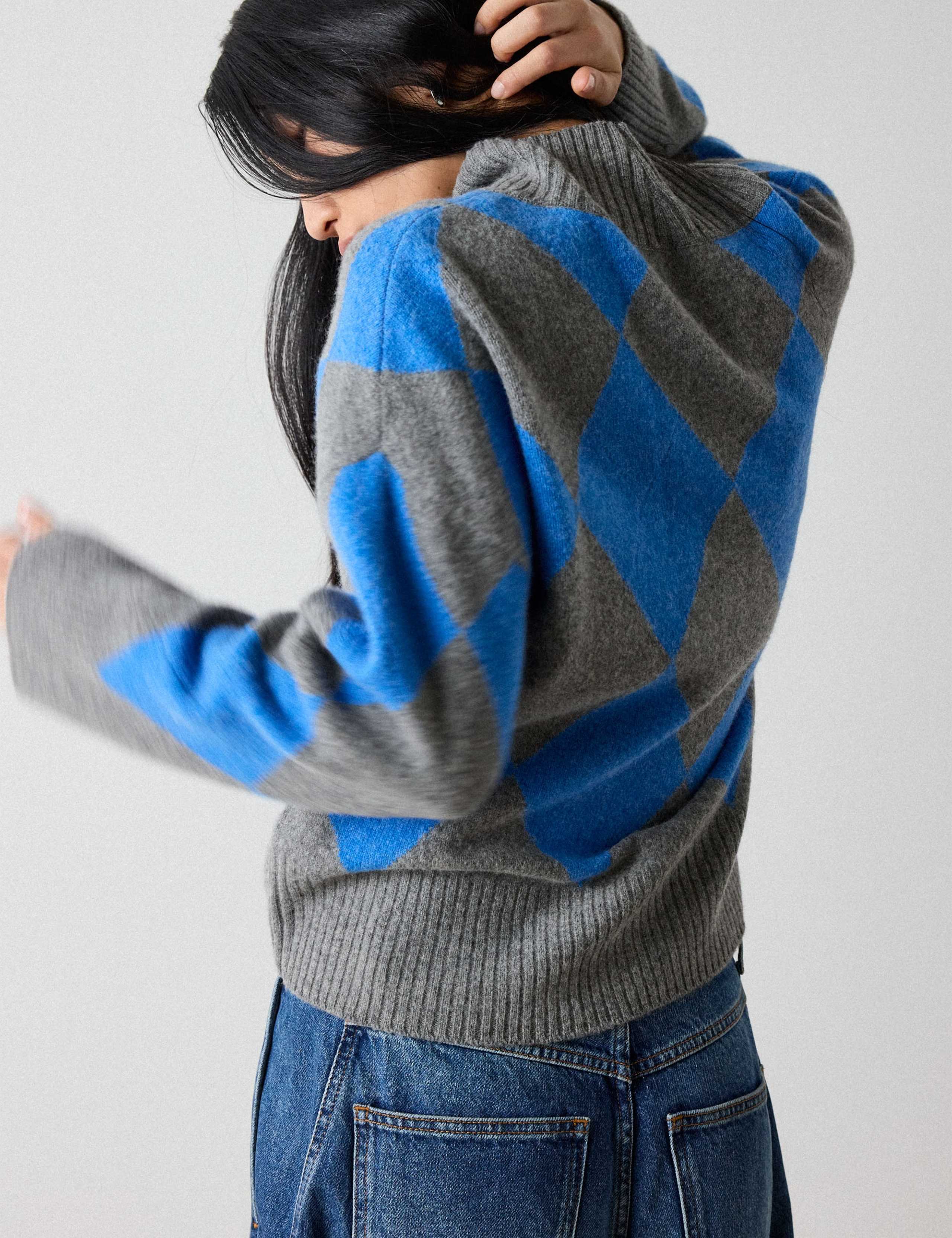Pure Wool Checked Knitted Top 4 of 6