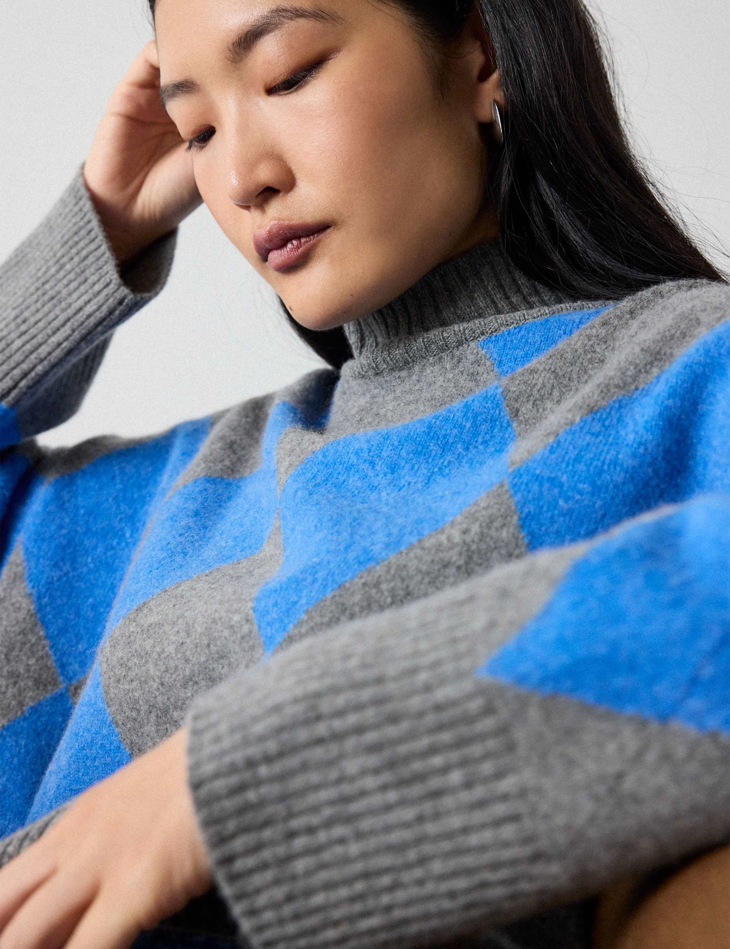 Pure Wool Checked Knitted Top 6 of 6