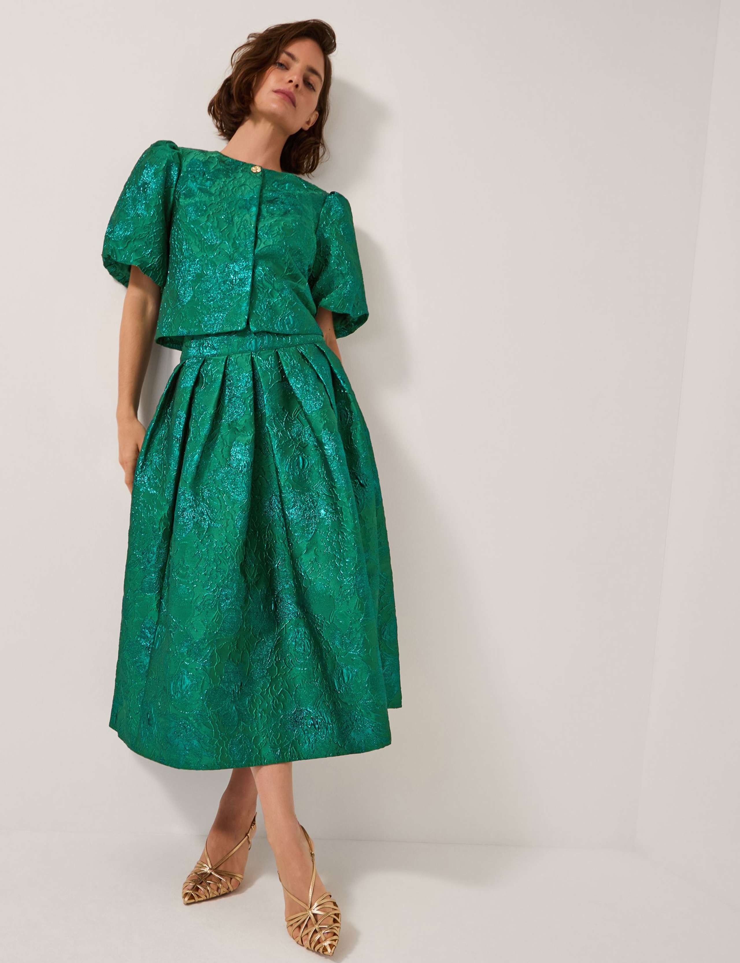 Jacquard Pleated Midi Skirt 1 of 5