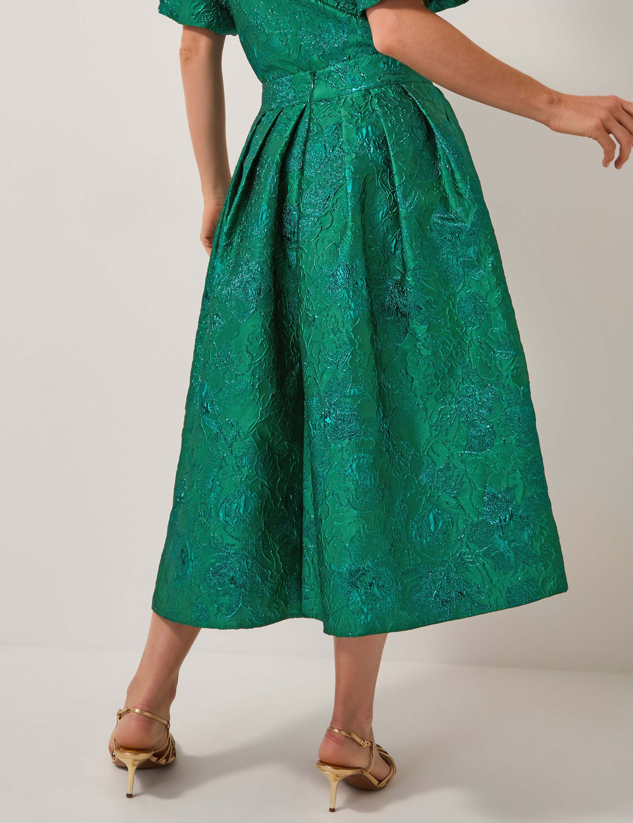 Jacquard Pleated Midi Skirt 3 of 5