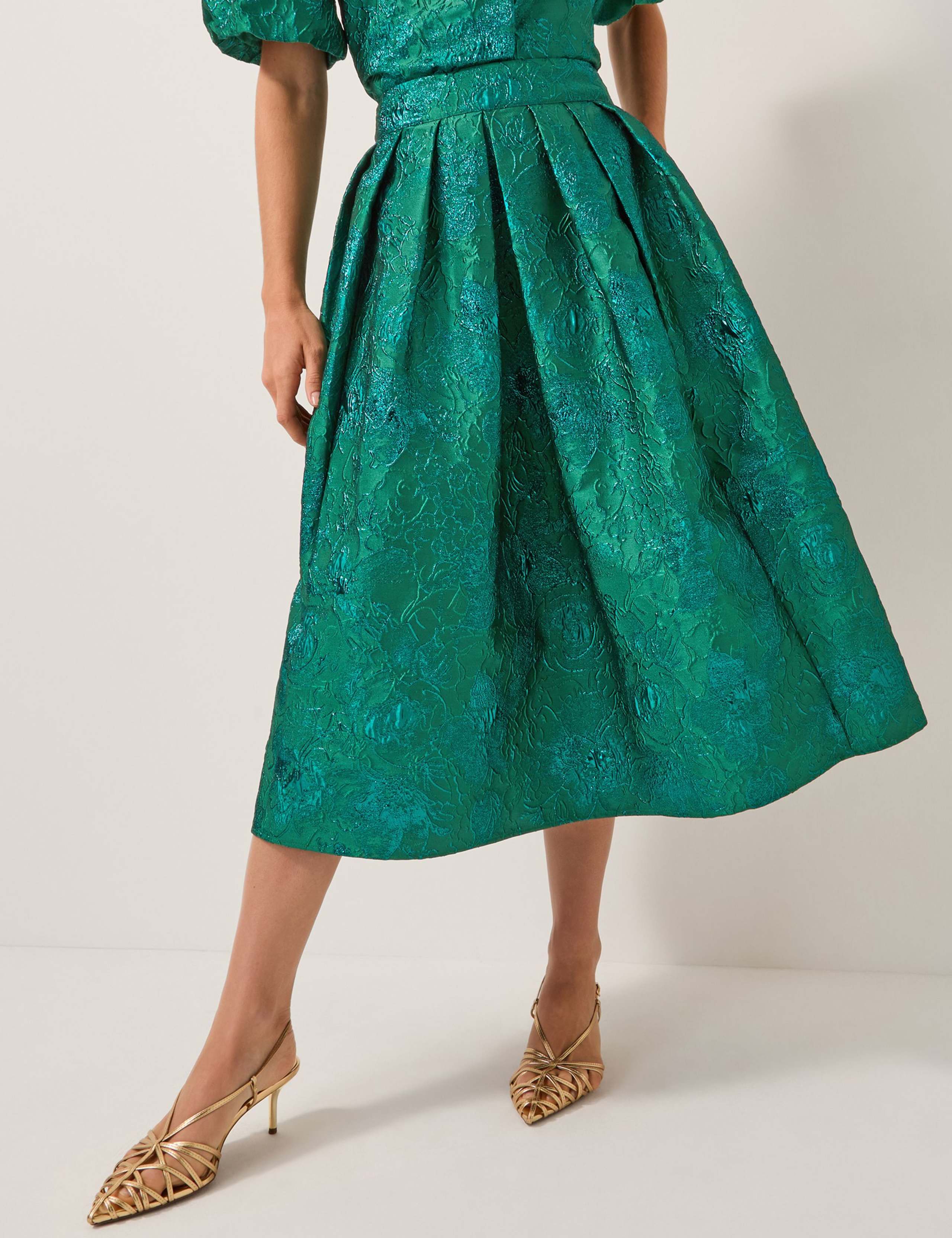 Jacquard Pleated Midi Skirt 4 of 5