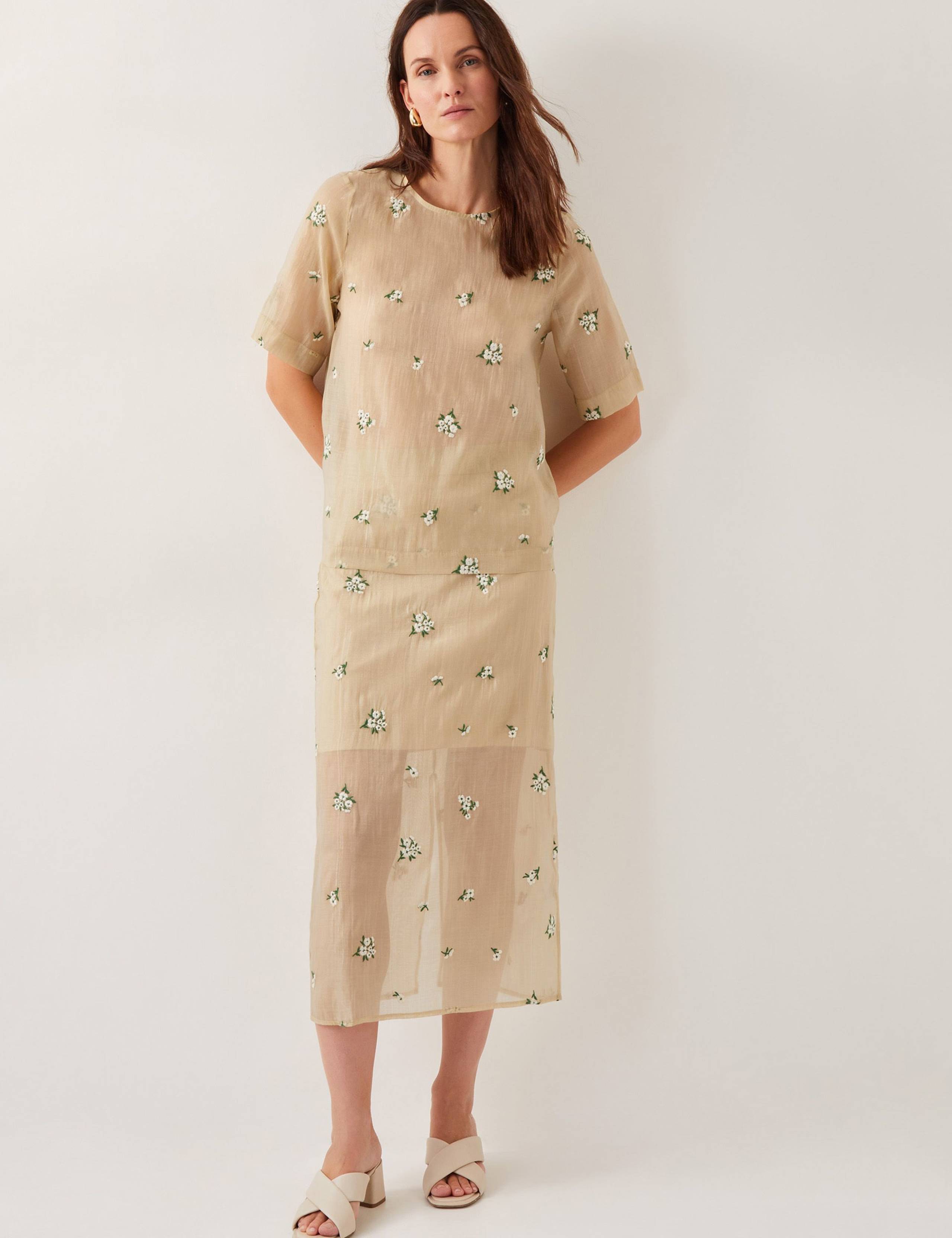 Embroidered Midi Column Skirt 2 of 5