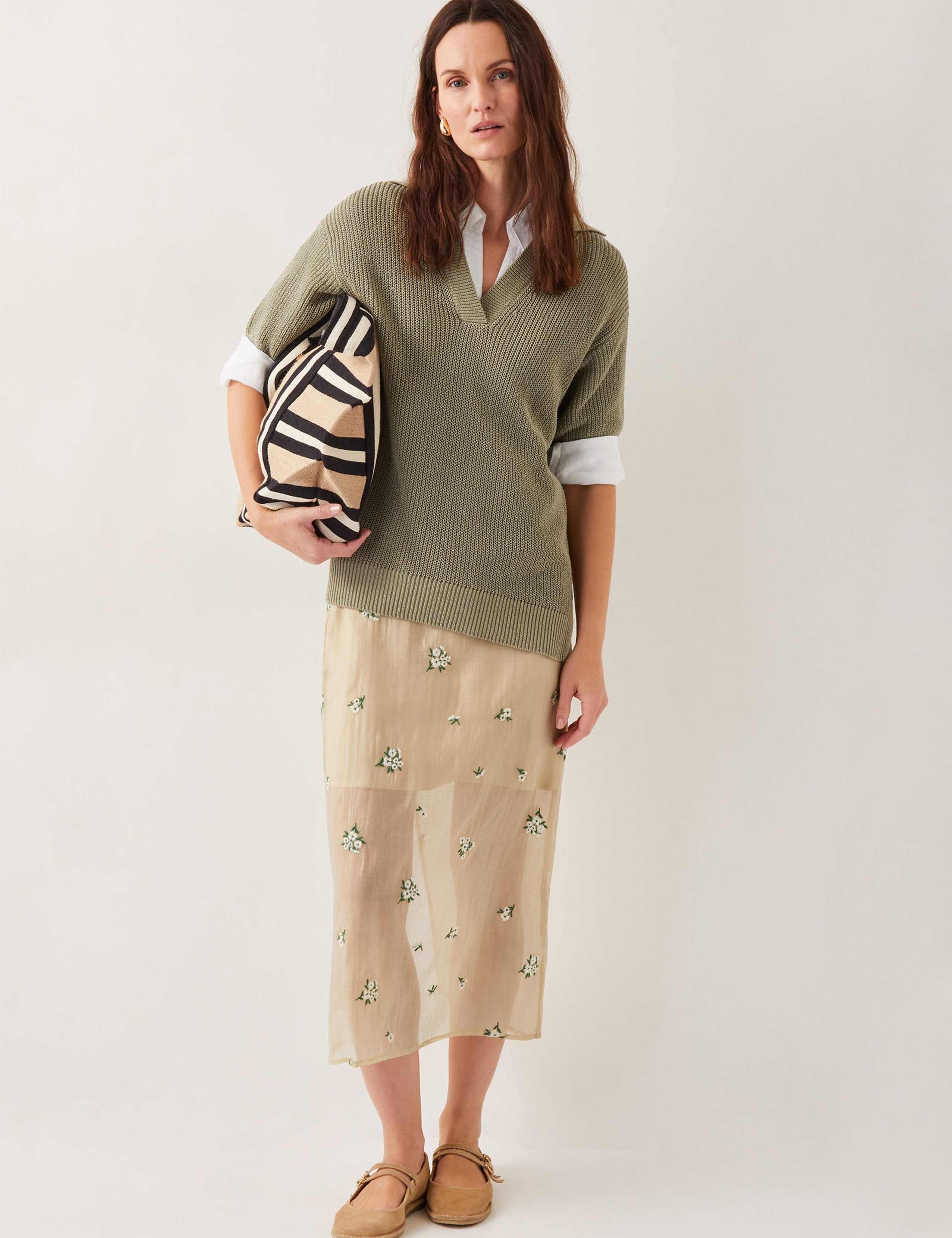 Embroidered Midi Column Skirt 4 of 5