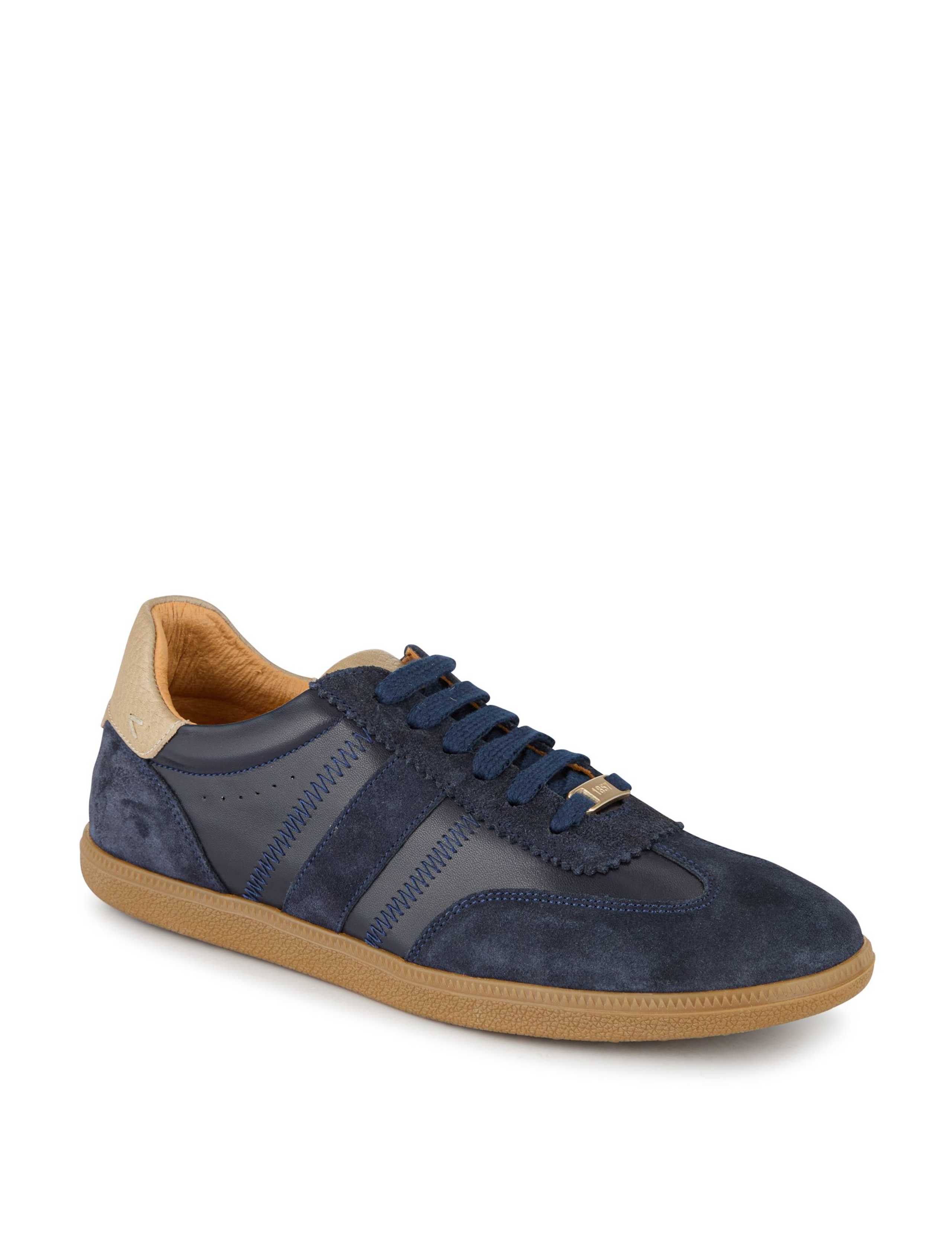 Leather Lace Up Suede Panel Trainers 2 of 6