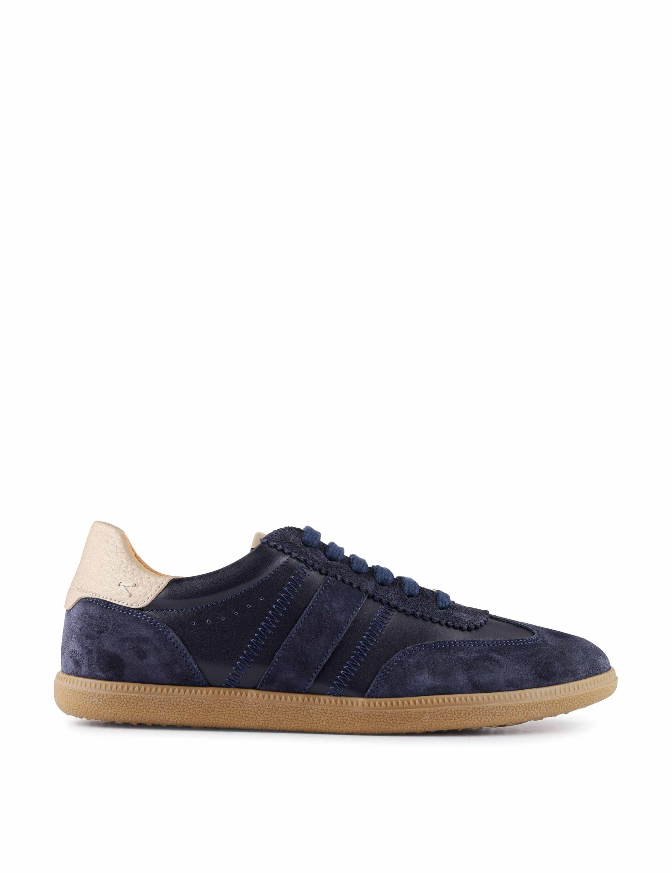 Leather Lace Up Suede Panel Trainers 2 of 7
