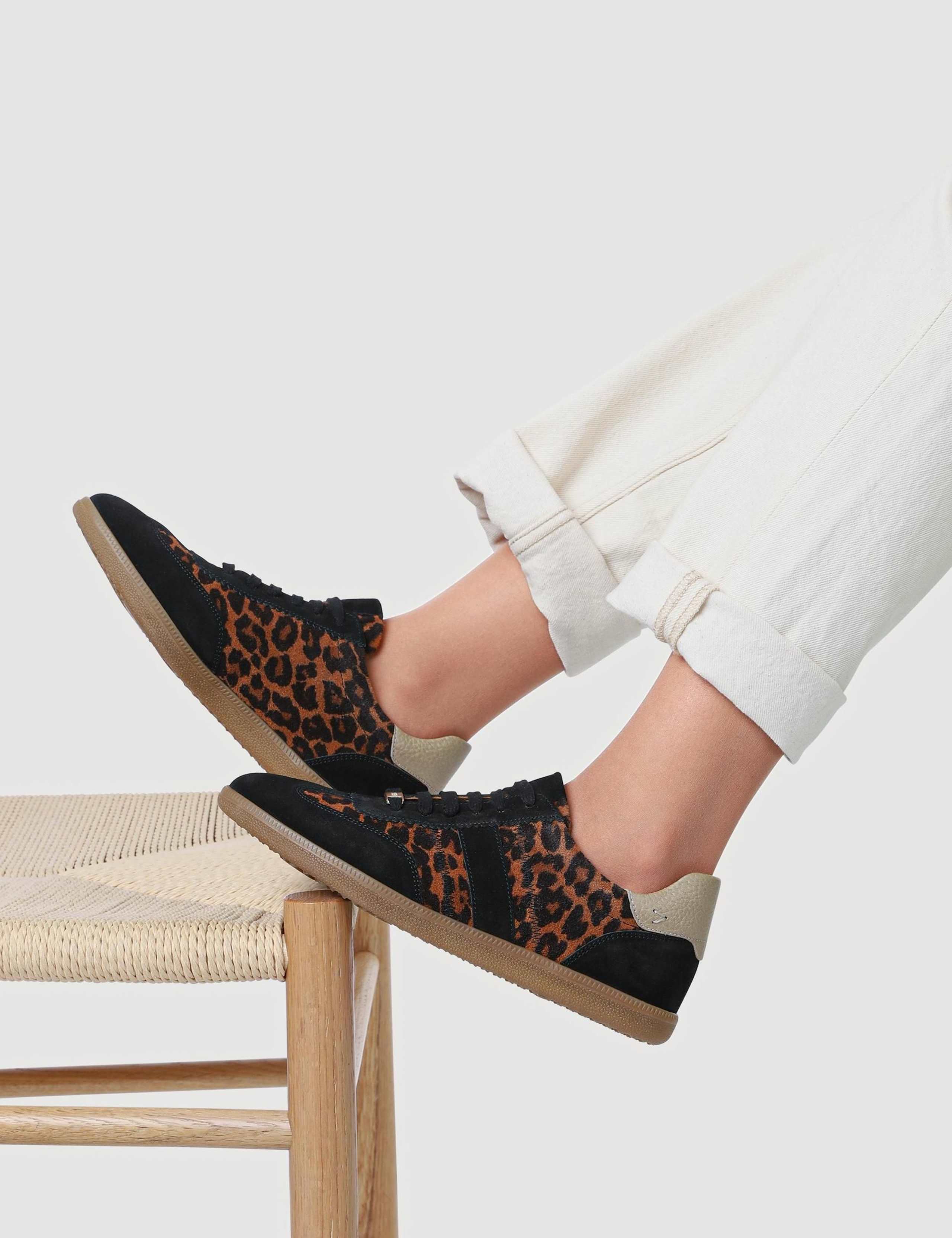 Leather Lace Up Suede Panel Trainers 8 of 8