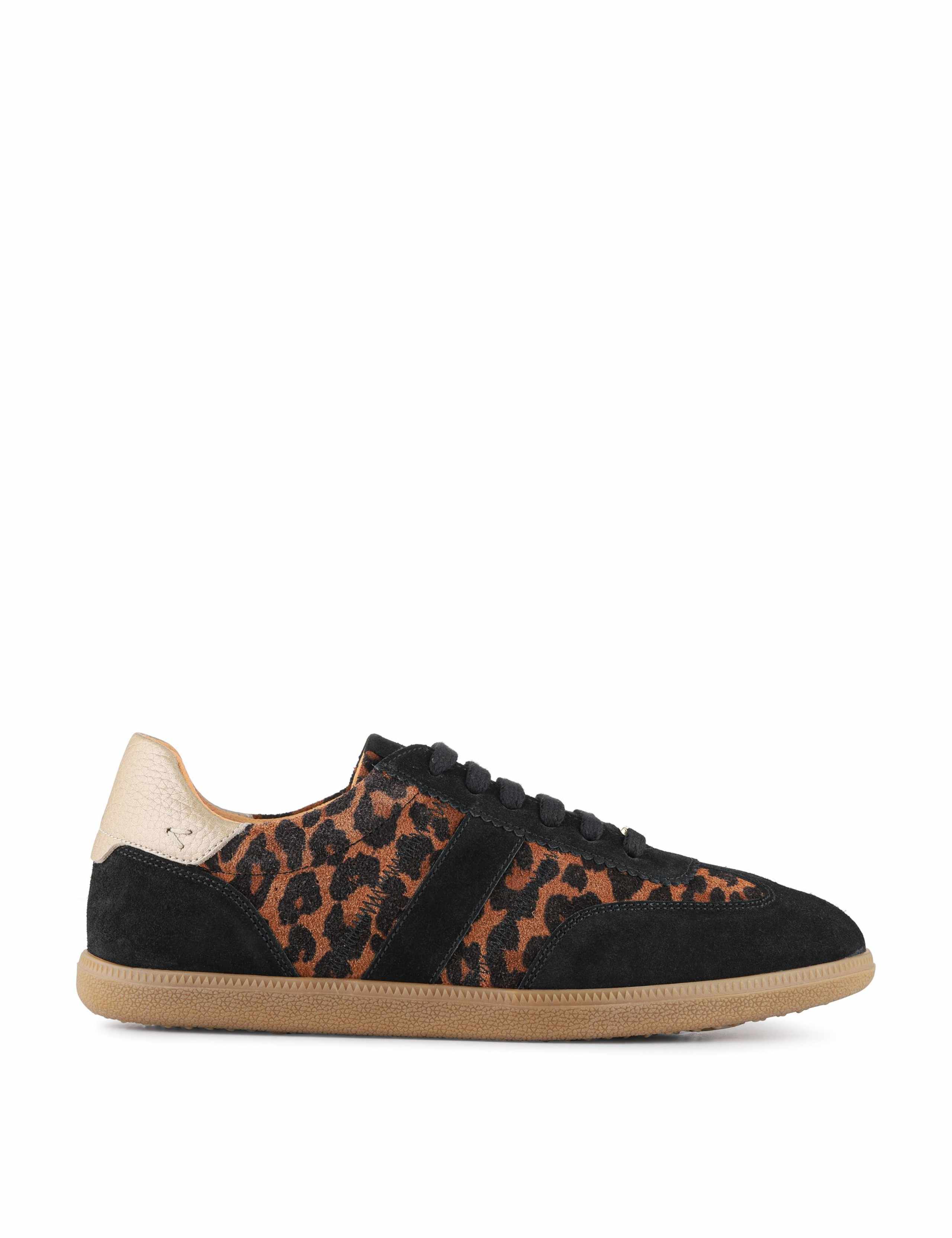 Leather Lace Up Suede Panel Trainers 2 of 8