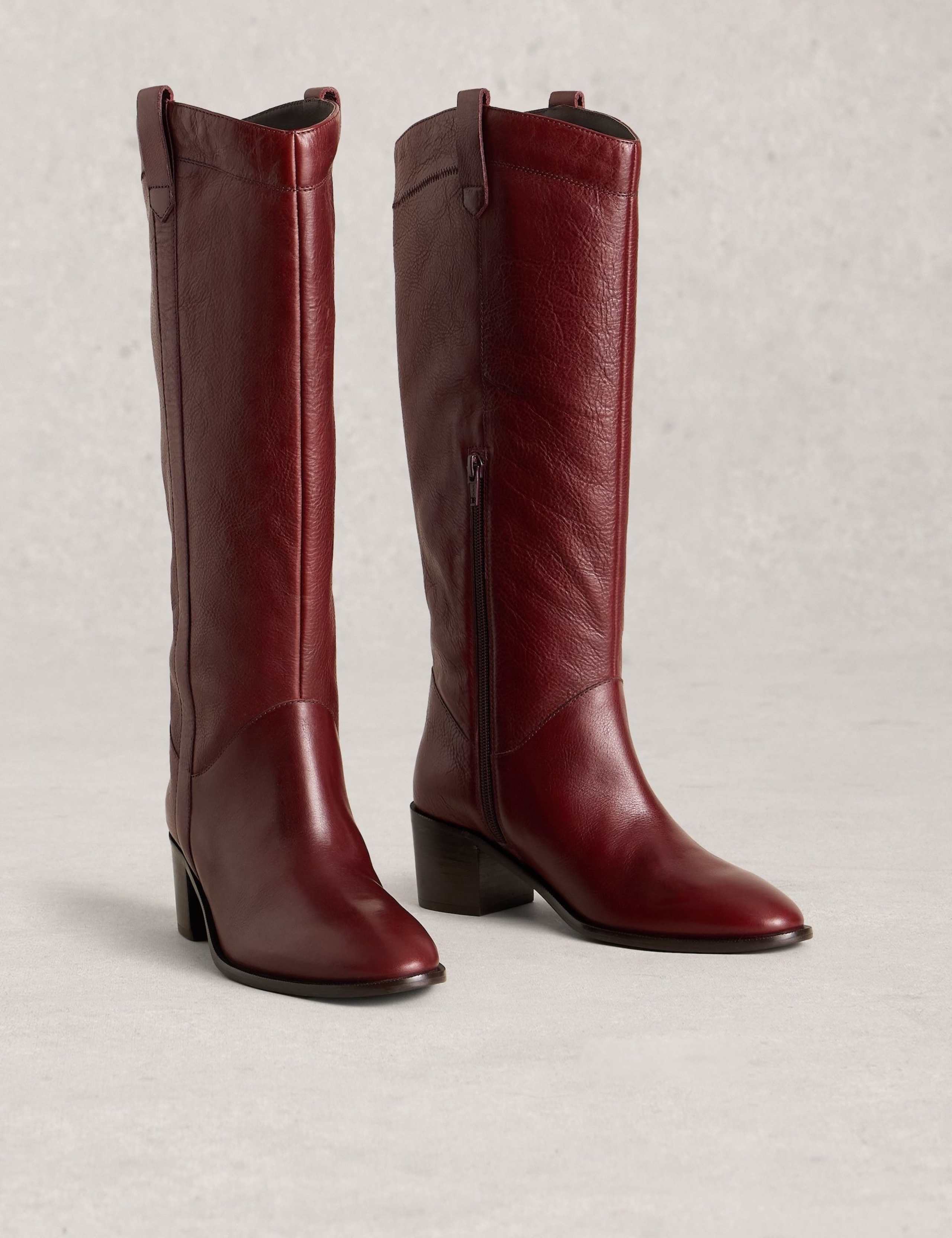 Leather Block Heel Knee High Boot 2 of 4