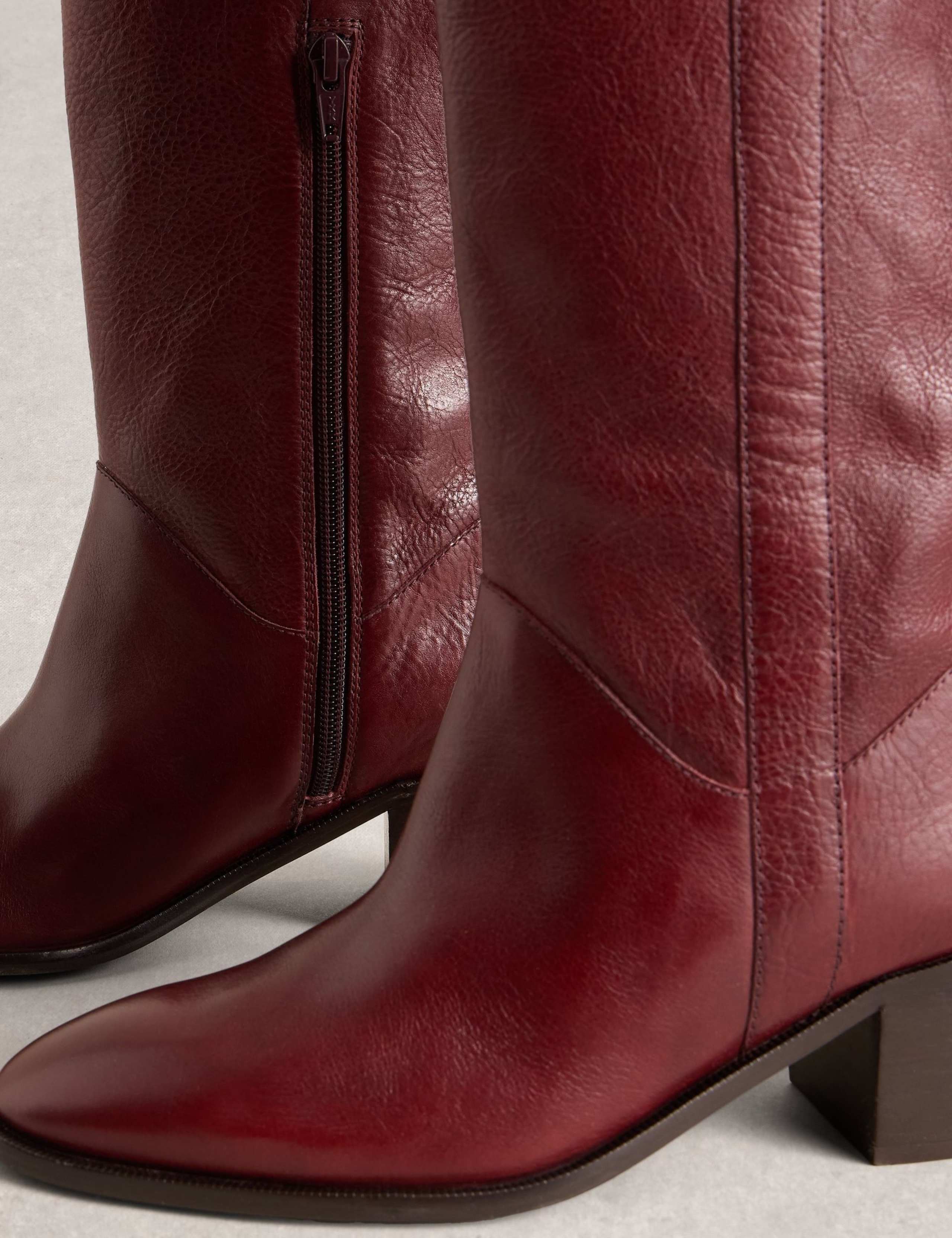 Leather Block Heel Knee High Boot 4 of 4