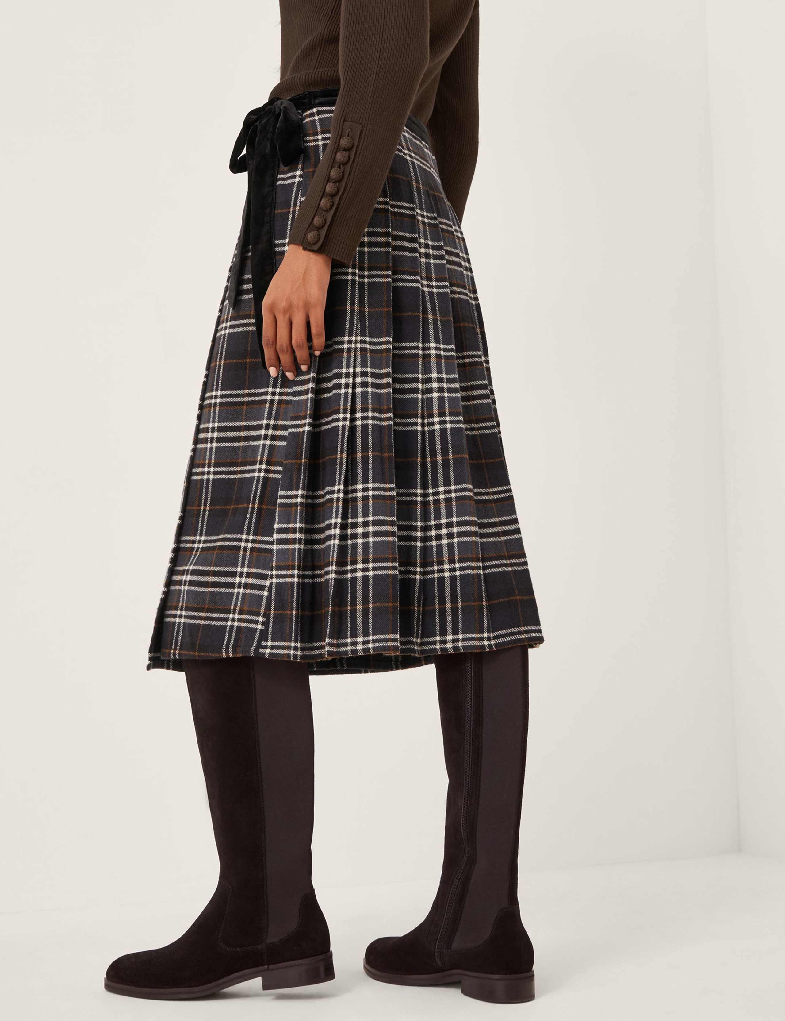 Pure Cotton Checked Midi Wrap Skirt 4 of 5