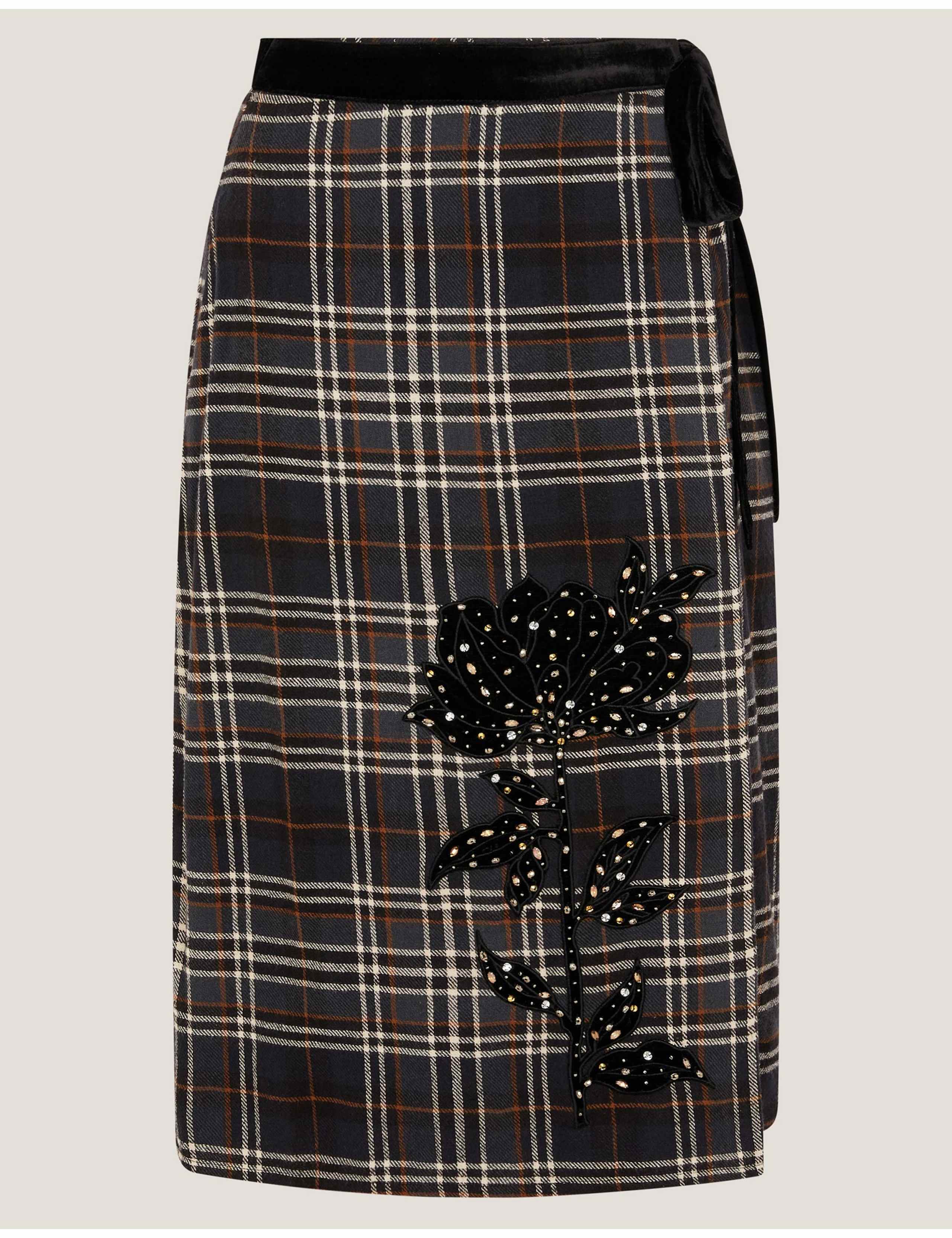 Pure Cotton Checked Midi Wrap Skirt 2 of 5