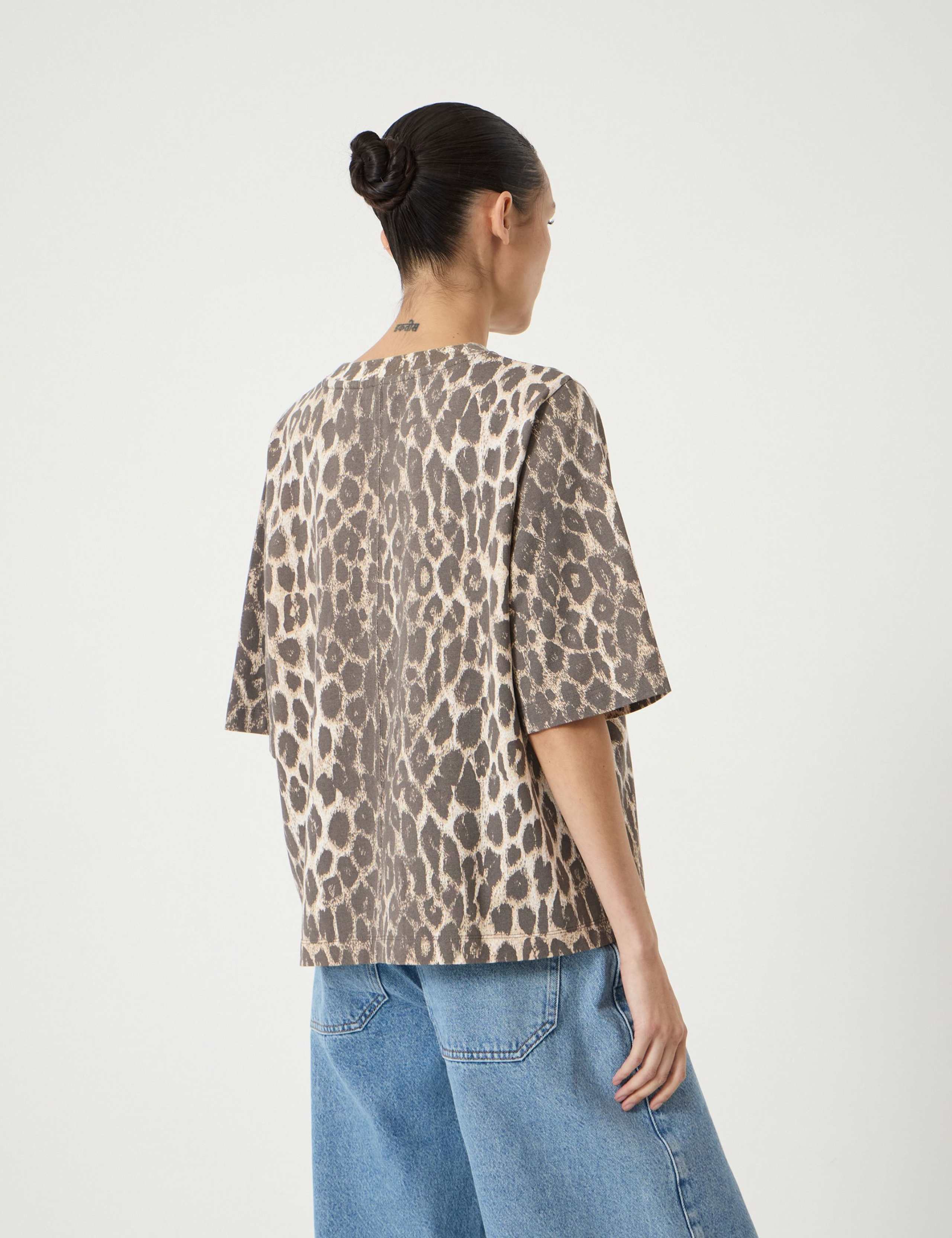 Pure Cotton Leopard Print T-Shirt 3 of 4
