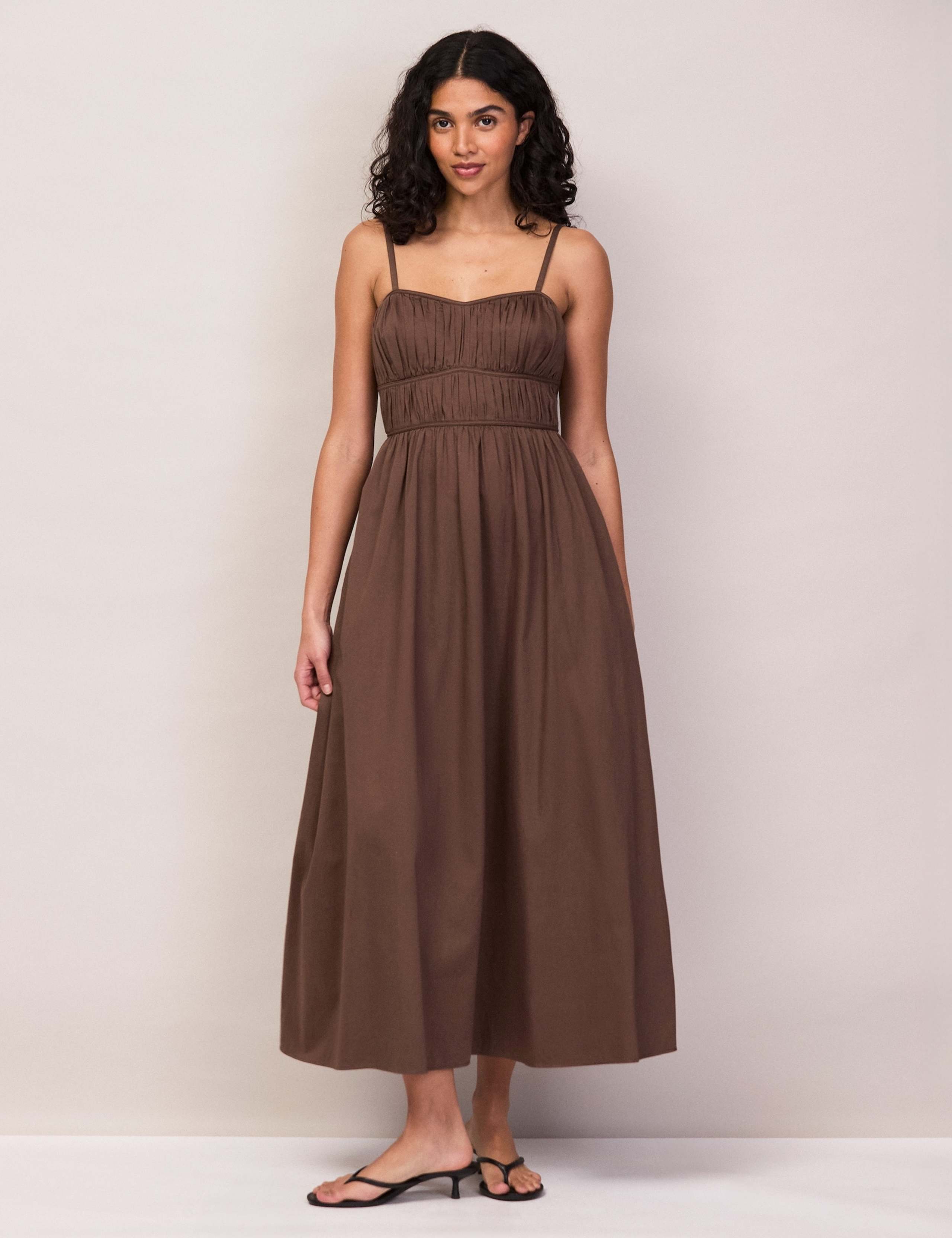 Pure Cotton Sweetheart Neckline Midaxi Dress 4 of 7