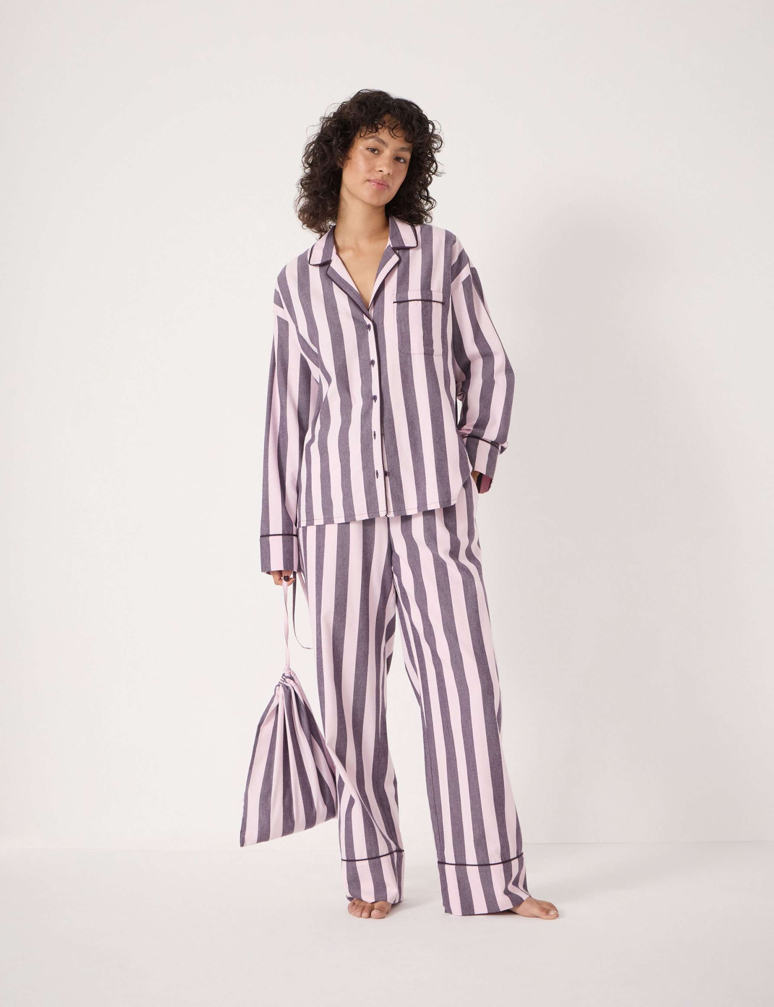 Brushed Cotton Rich Striped Pyjama Set 1 of 6