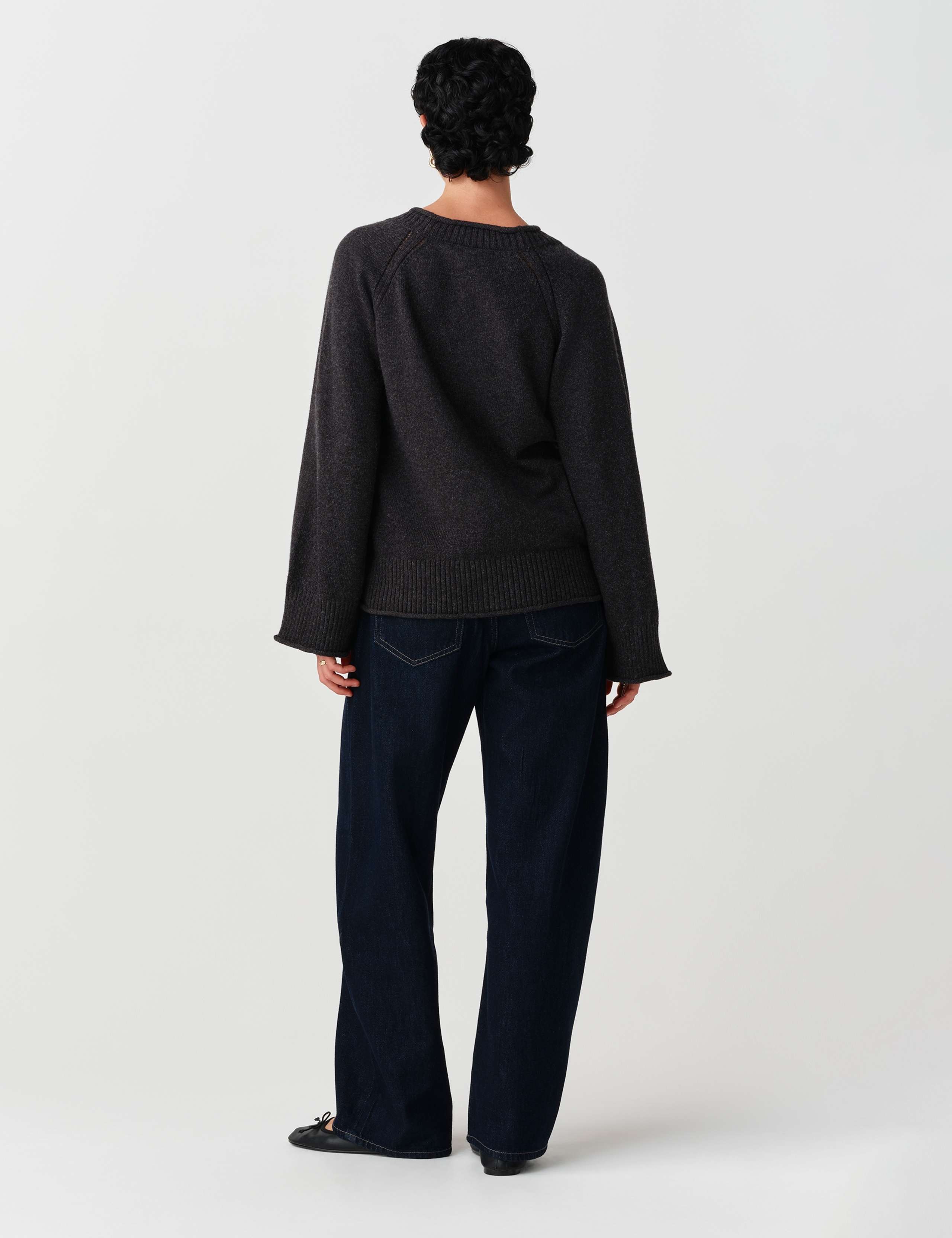 Cotton Rich V Neck Button Front Cardigan with Wool 6 of 10