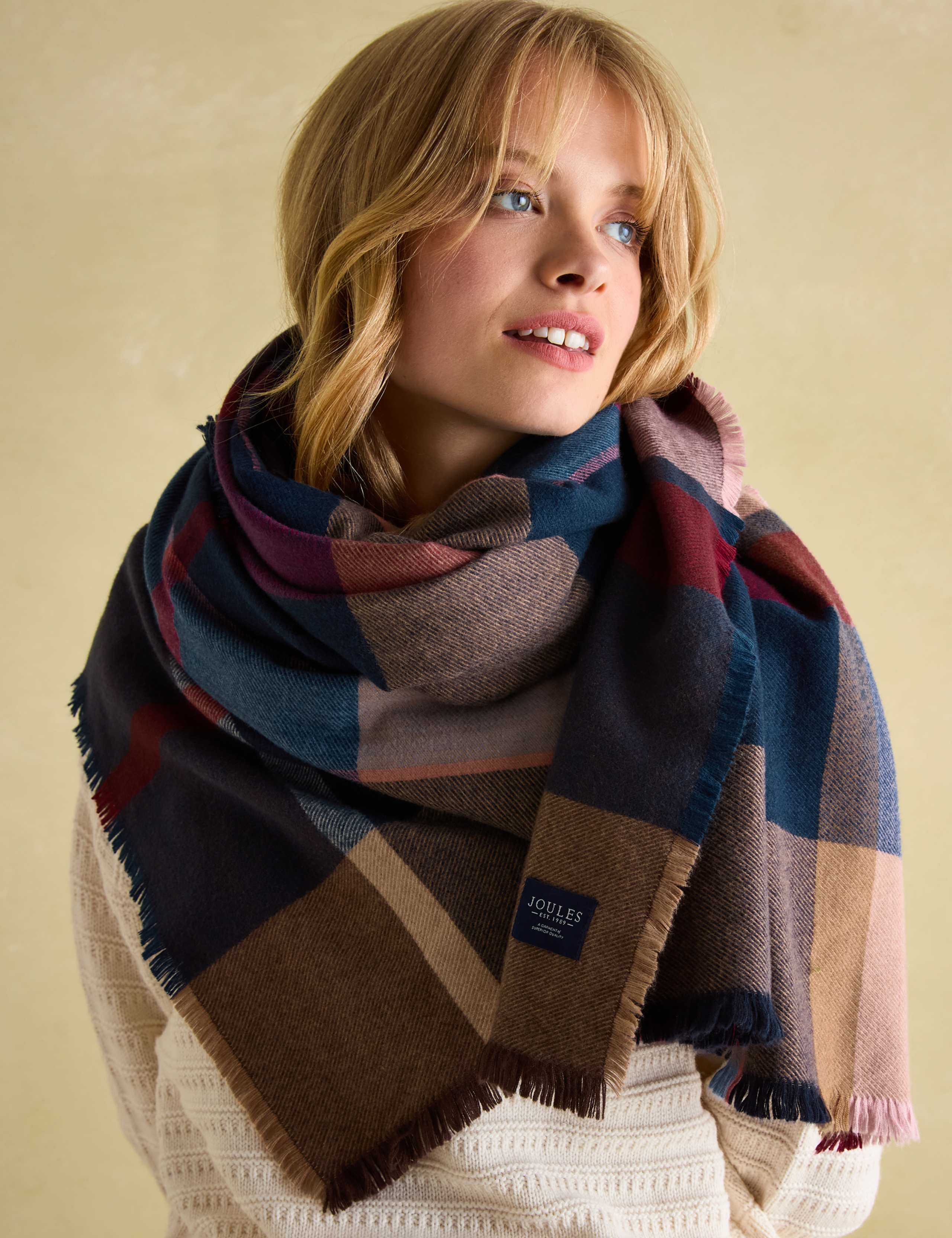 Checked Fringed Oversized Scarf 2 of 2