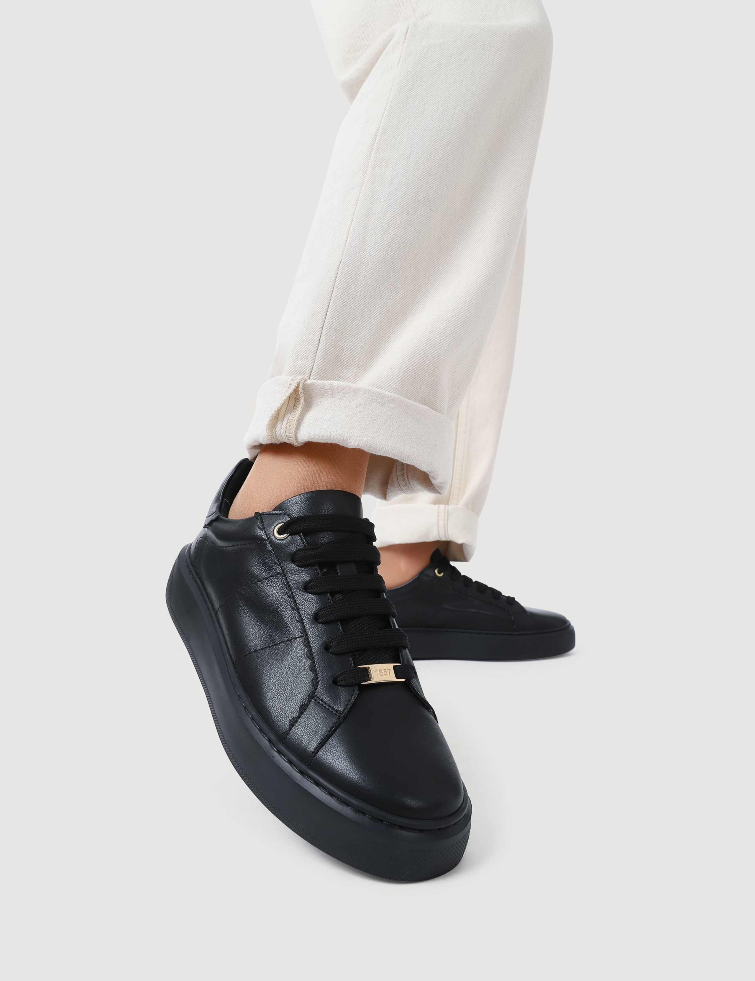 Leather Lace Up Platform Trainers 6 of 6