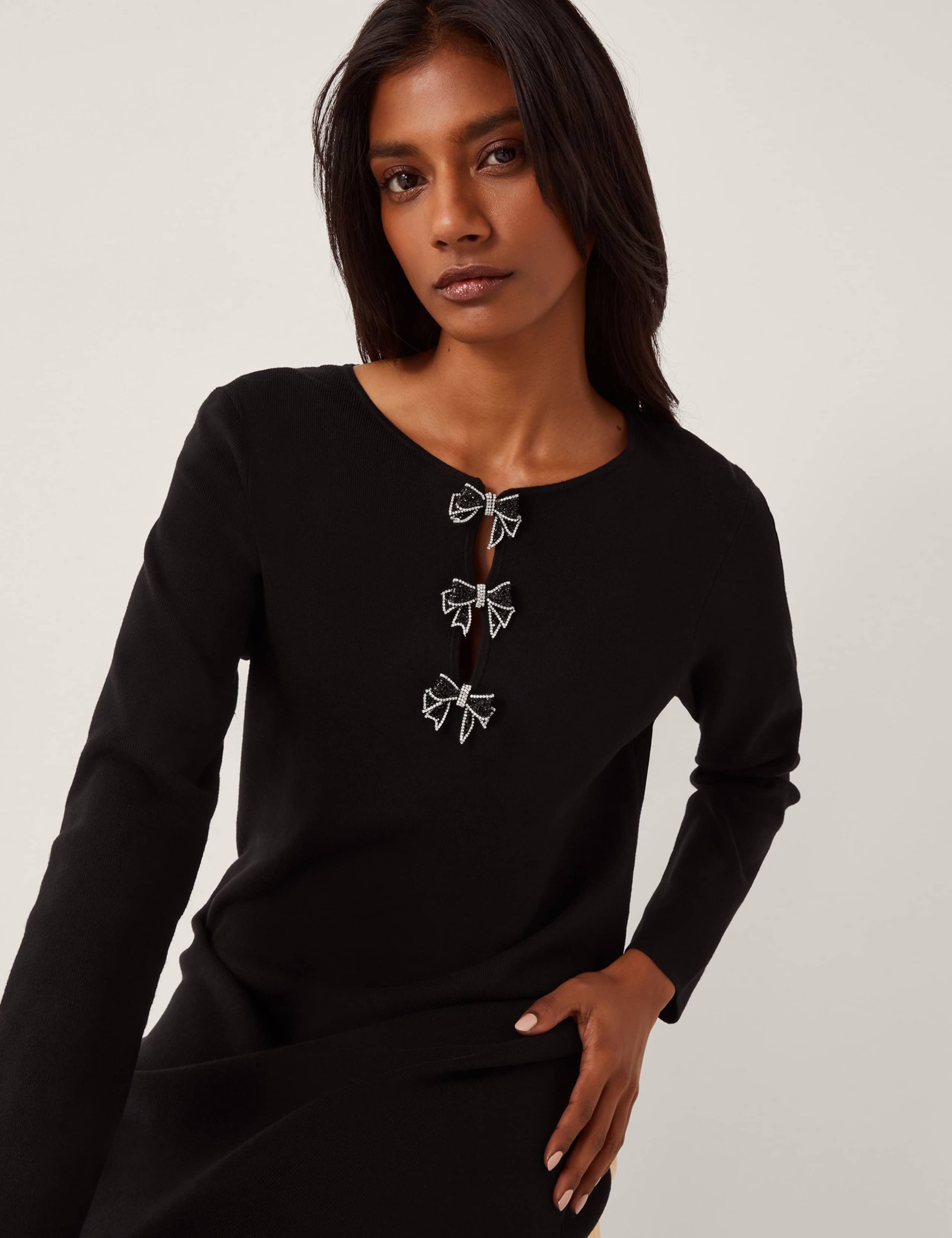 Sequin Bow Detail Midi Column Dress 4 of 5