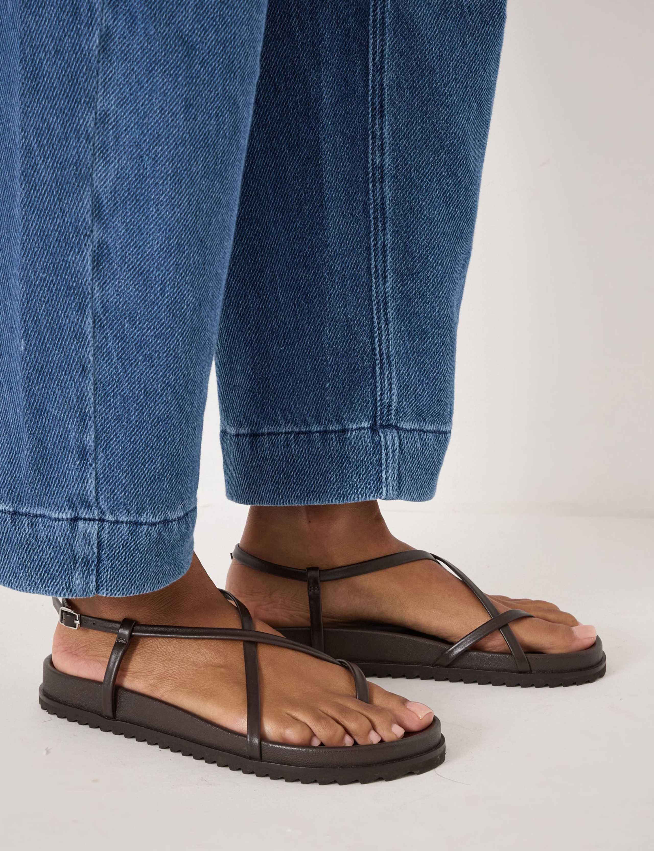 Leather Strappy Footbed Flat Sandals 5 of 6