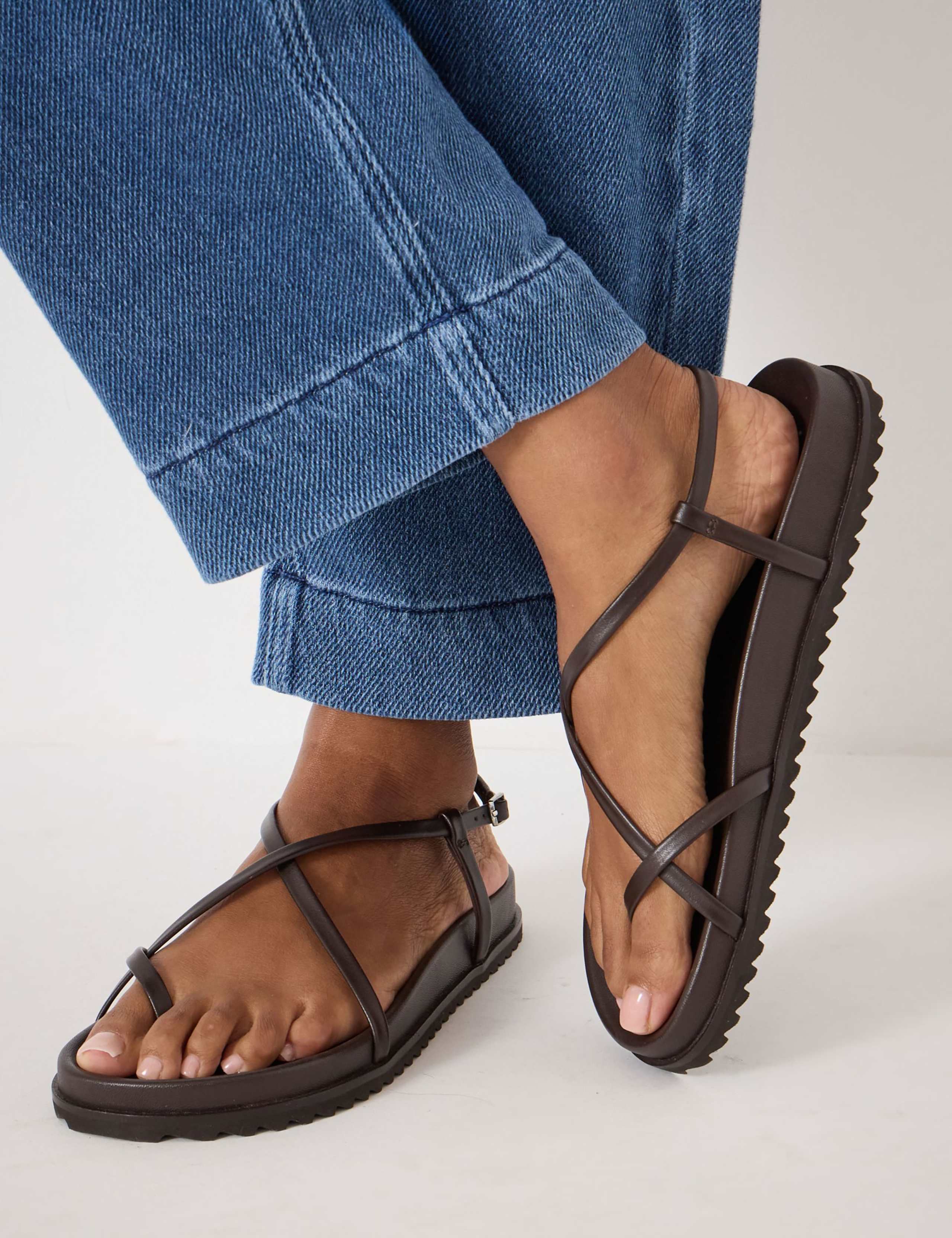 Leather Strappy Footbed Flat Sandals 6 of 6