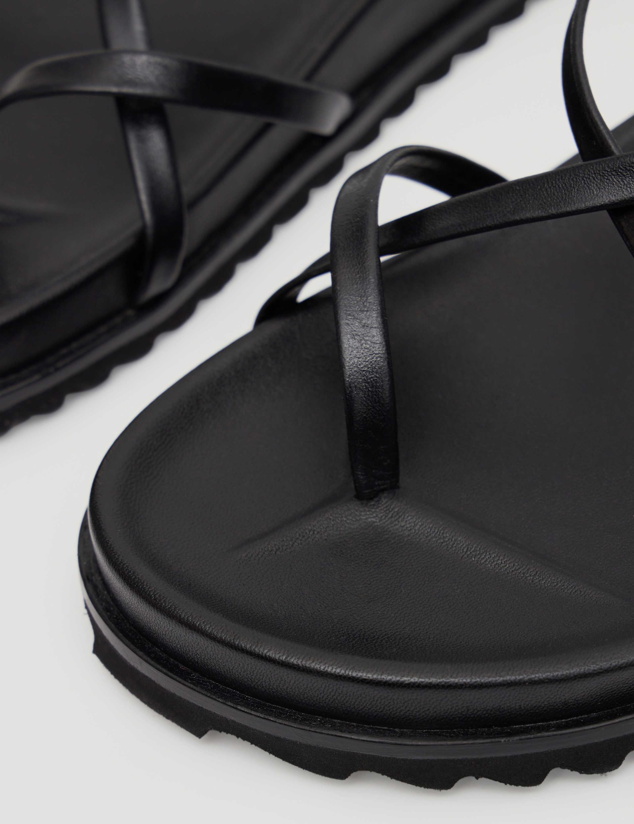 Leather Strappy Footbed Flat Sandals 4 of 7