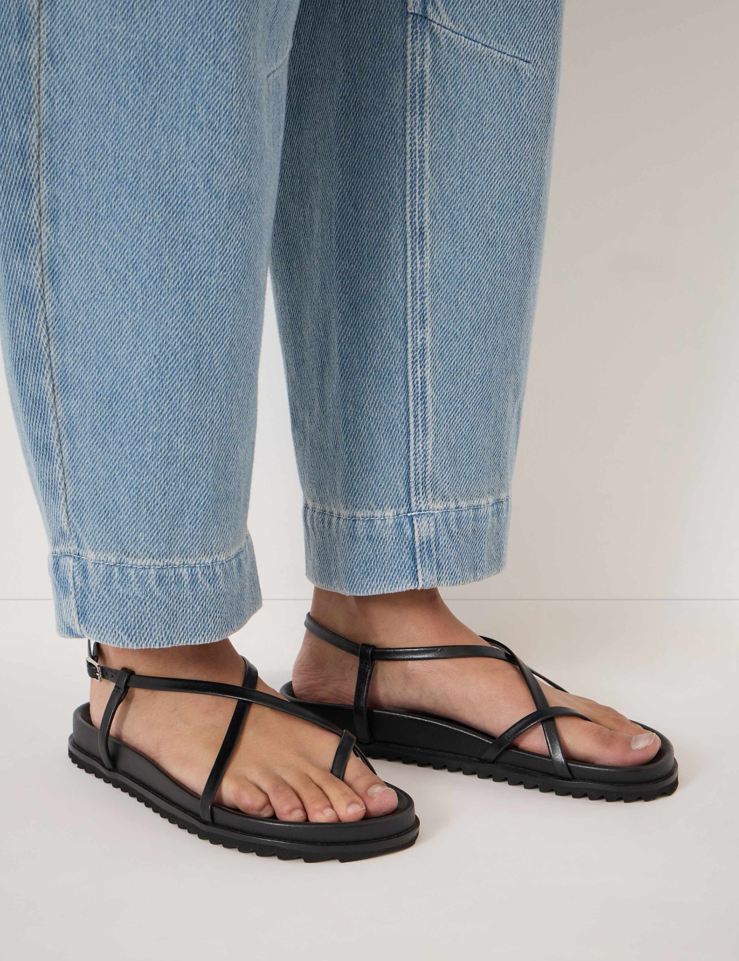 Leather Strappy Footbed Flat Sandals 5 of 7
