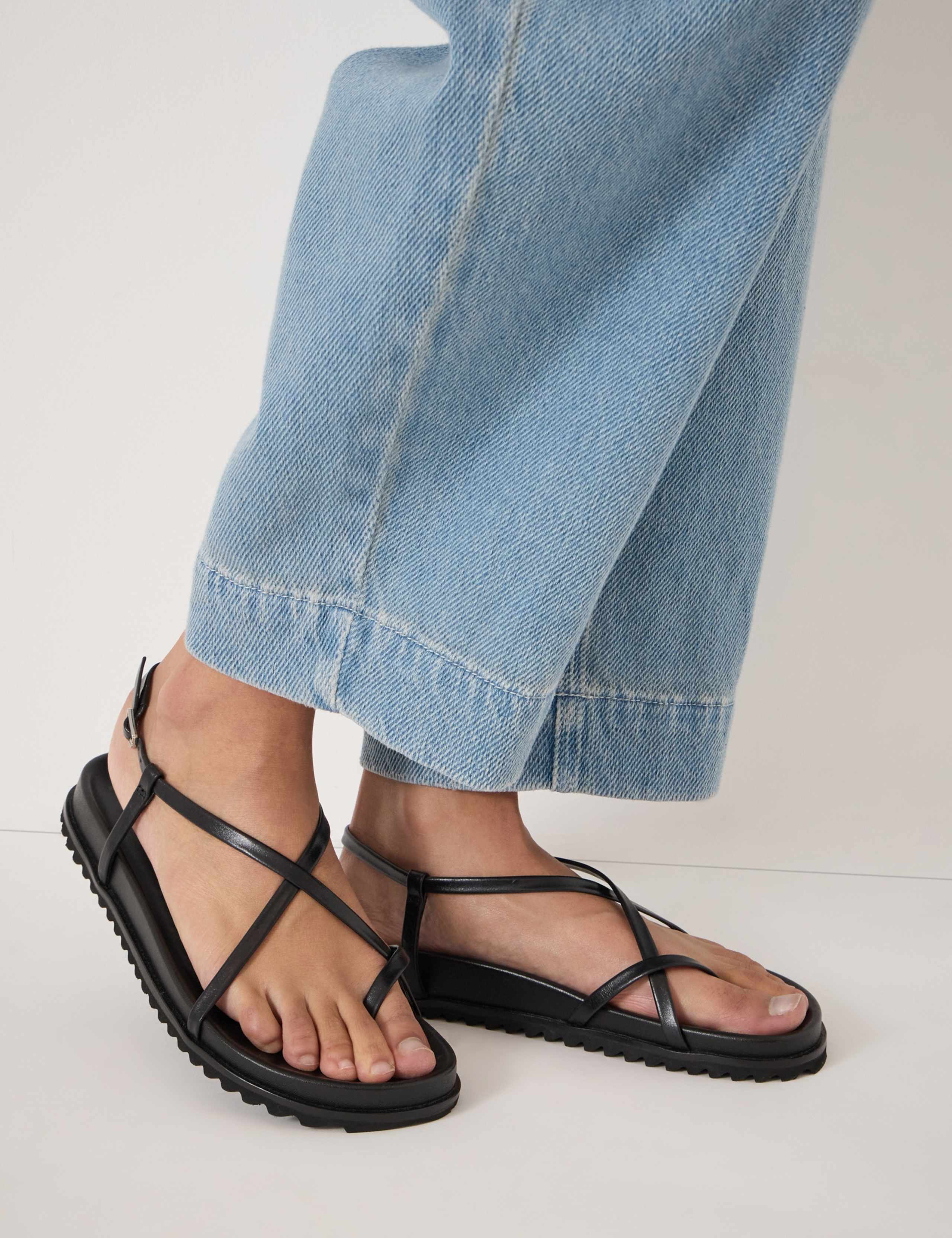 Leather Strappy Footbed Flat Sandals 6 of 7